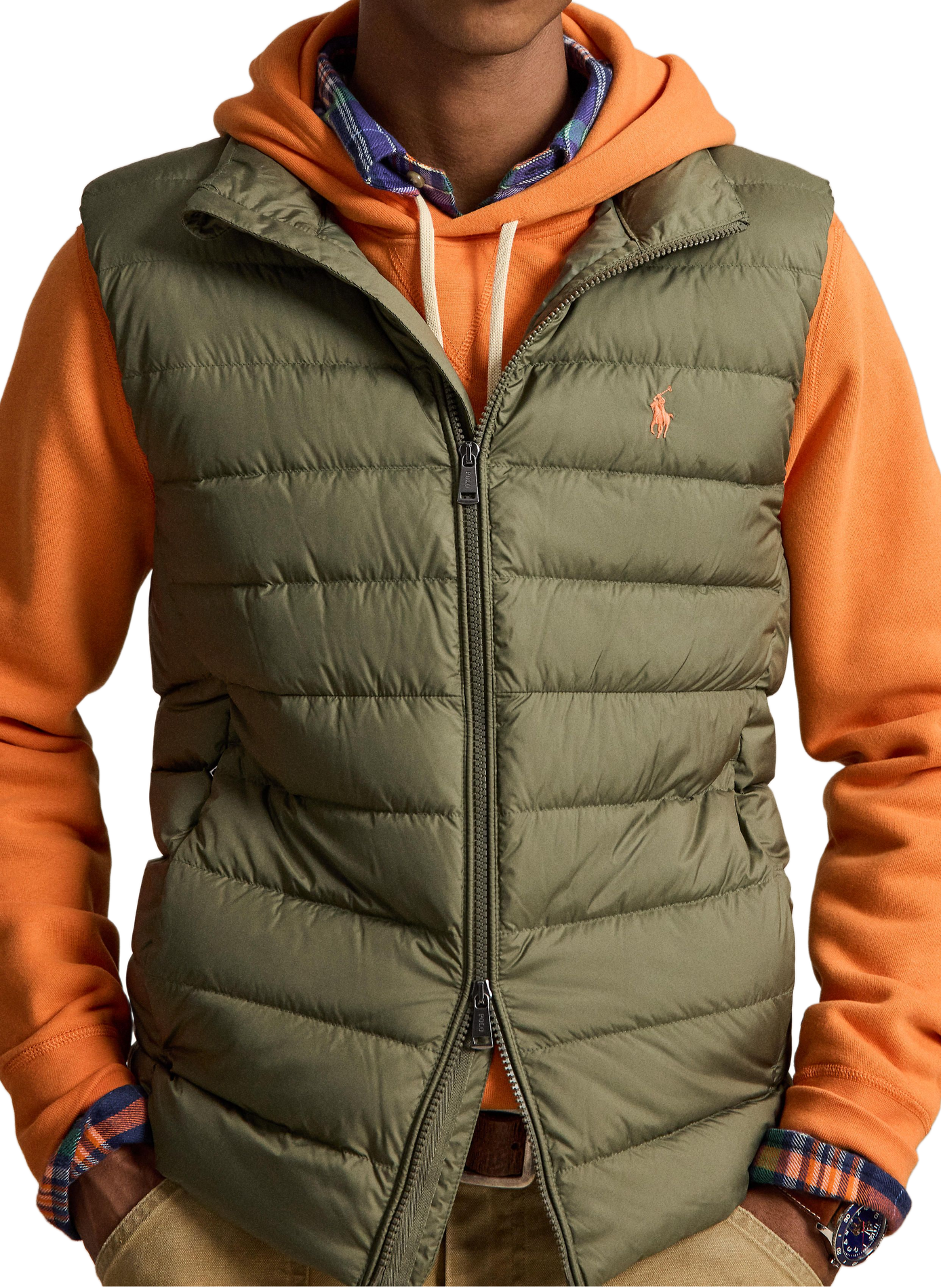 Blouson droit col montant sans manches matelassé POLO RALPH LAUREN Vert