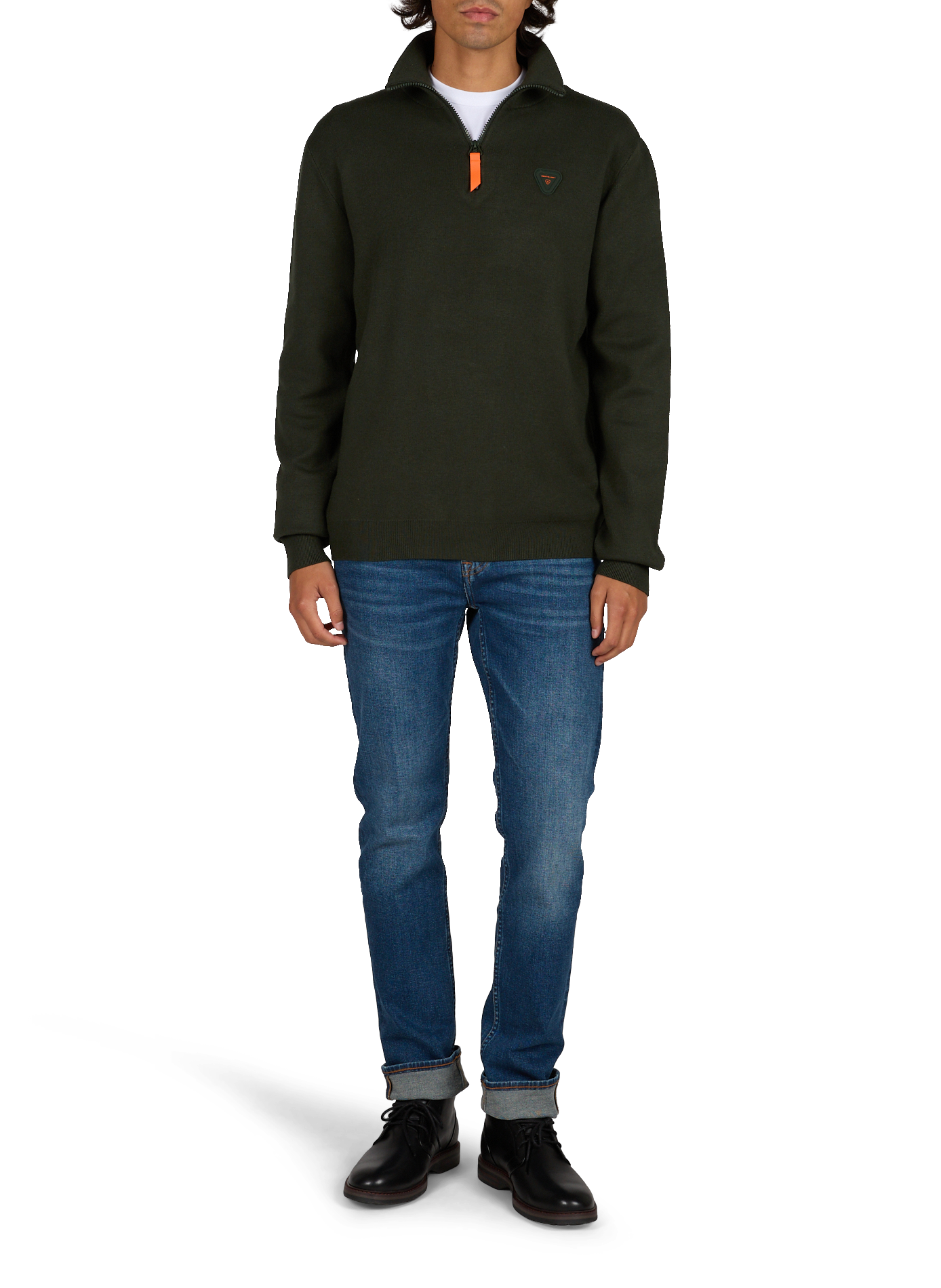 Straight fit high-neck zip-up sweatshirt with logo GERTRUDE Green