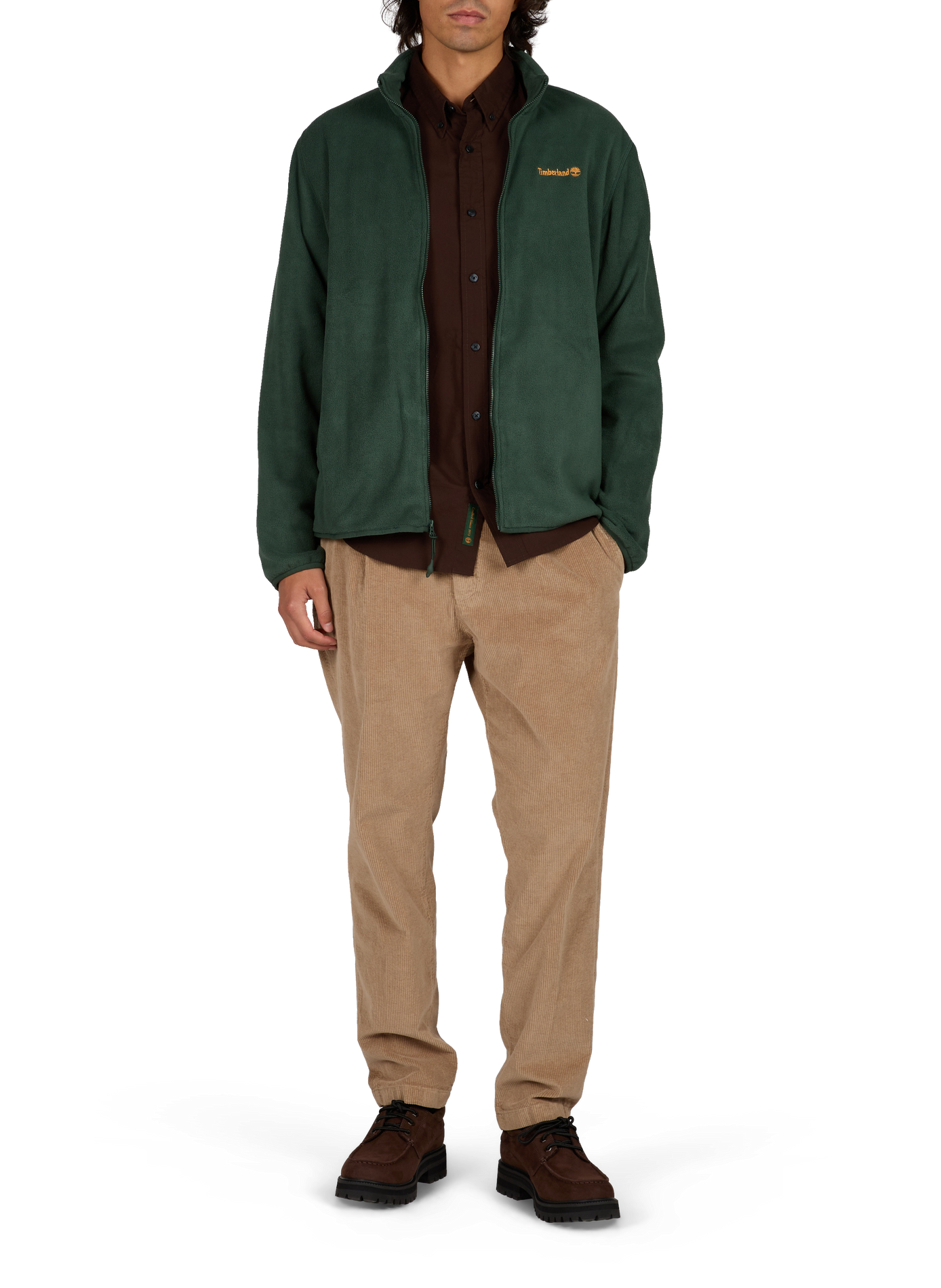 Plain zip-up high-neck fleece TIMBERLAND Green