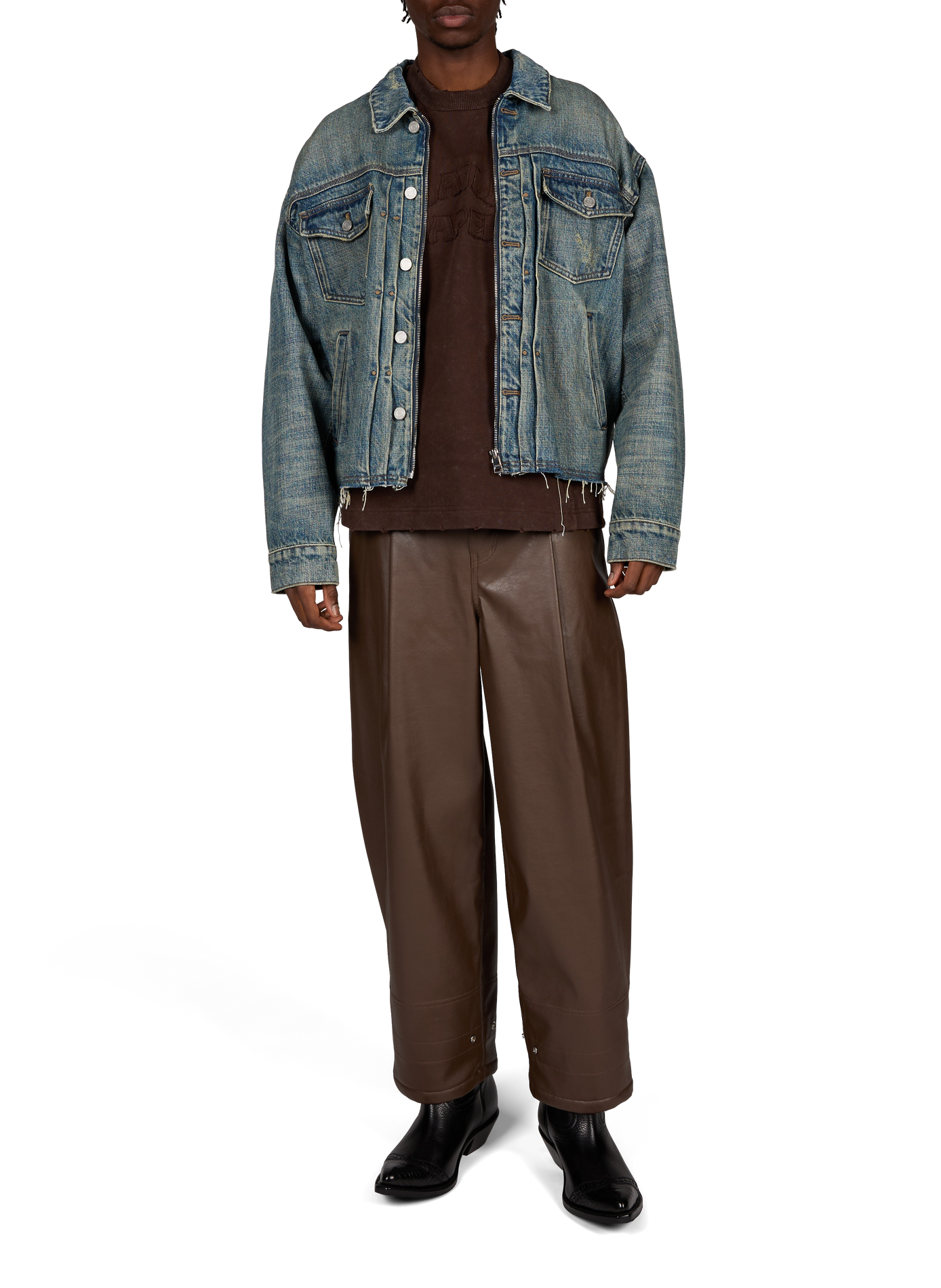 Straight-fit zip-up denim jacket PURPLE BRAND Blue