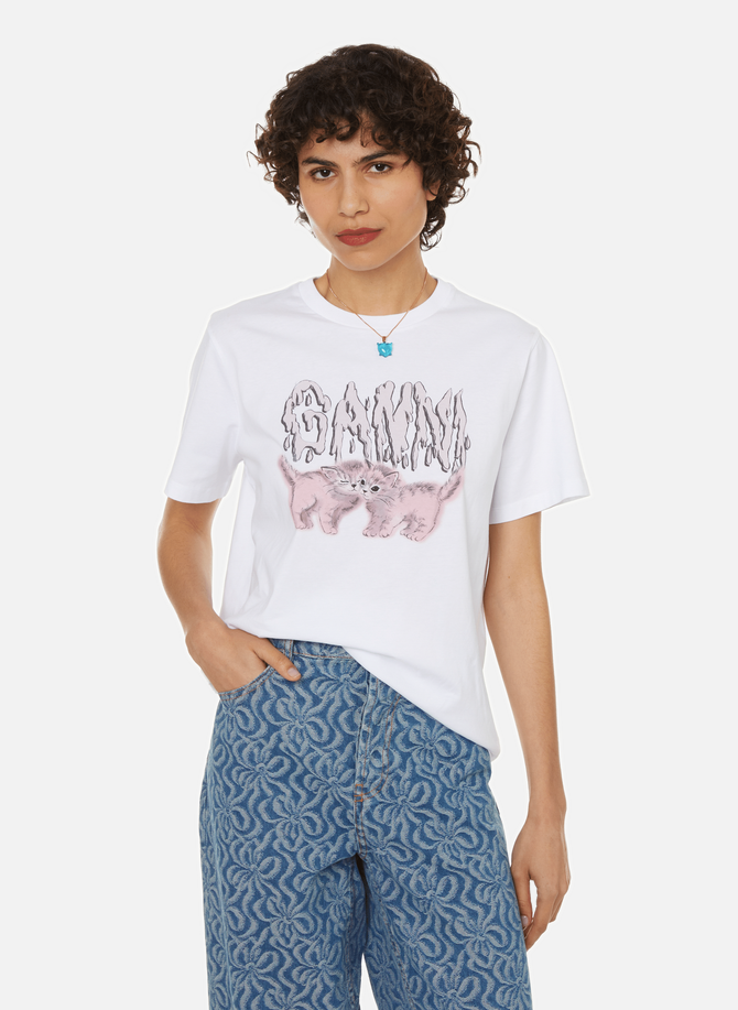 GANNI bedrucktes Baumwoll-T-Shirt