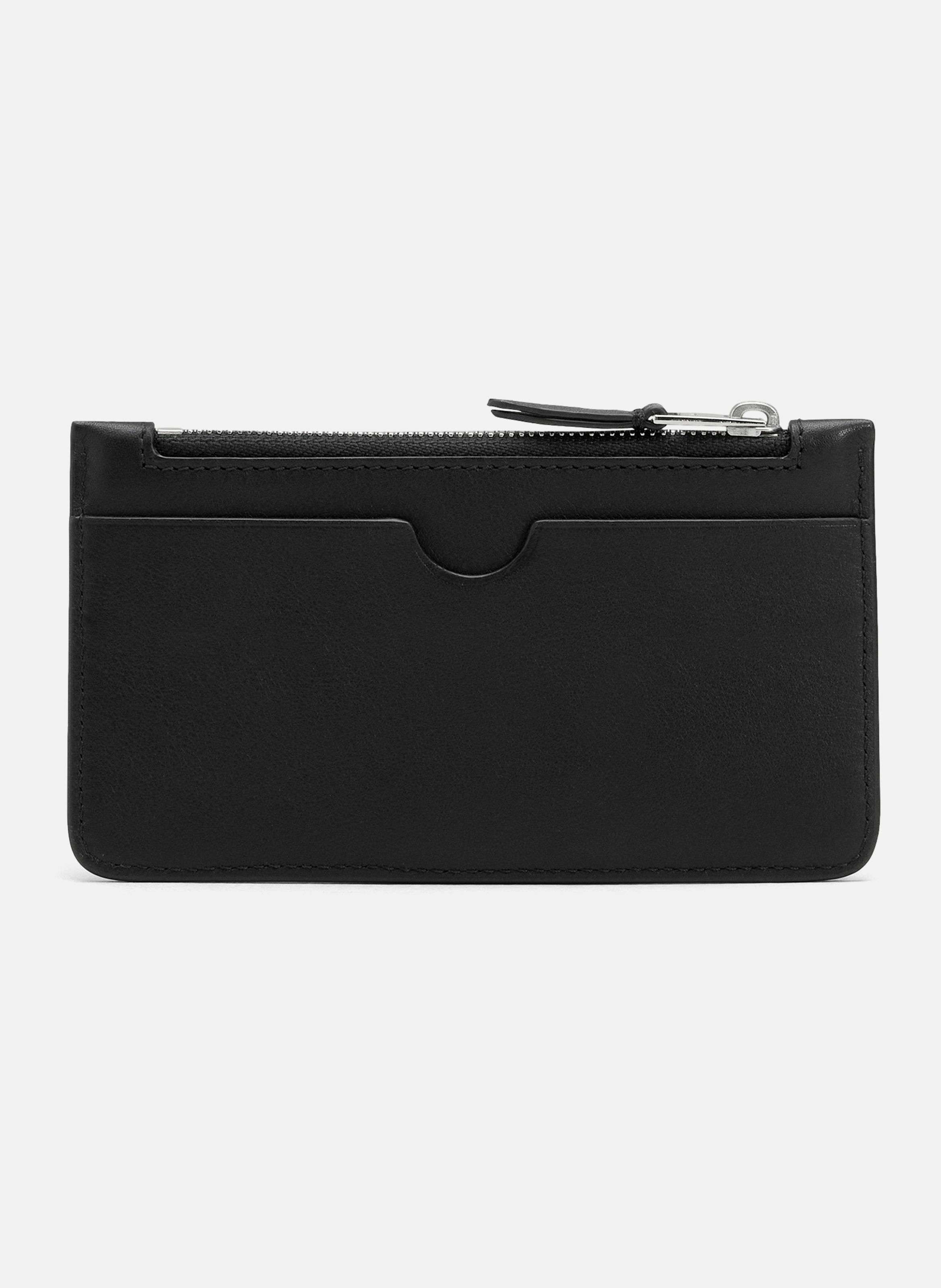 Porte-cartes zippé ami de coeur unisexe en cuir de vachette AMI PARIS Noir