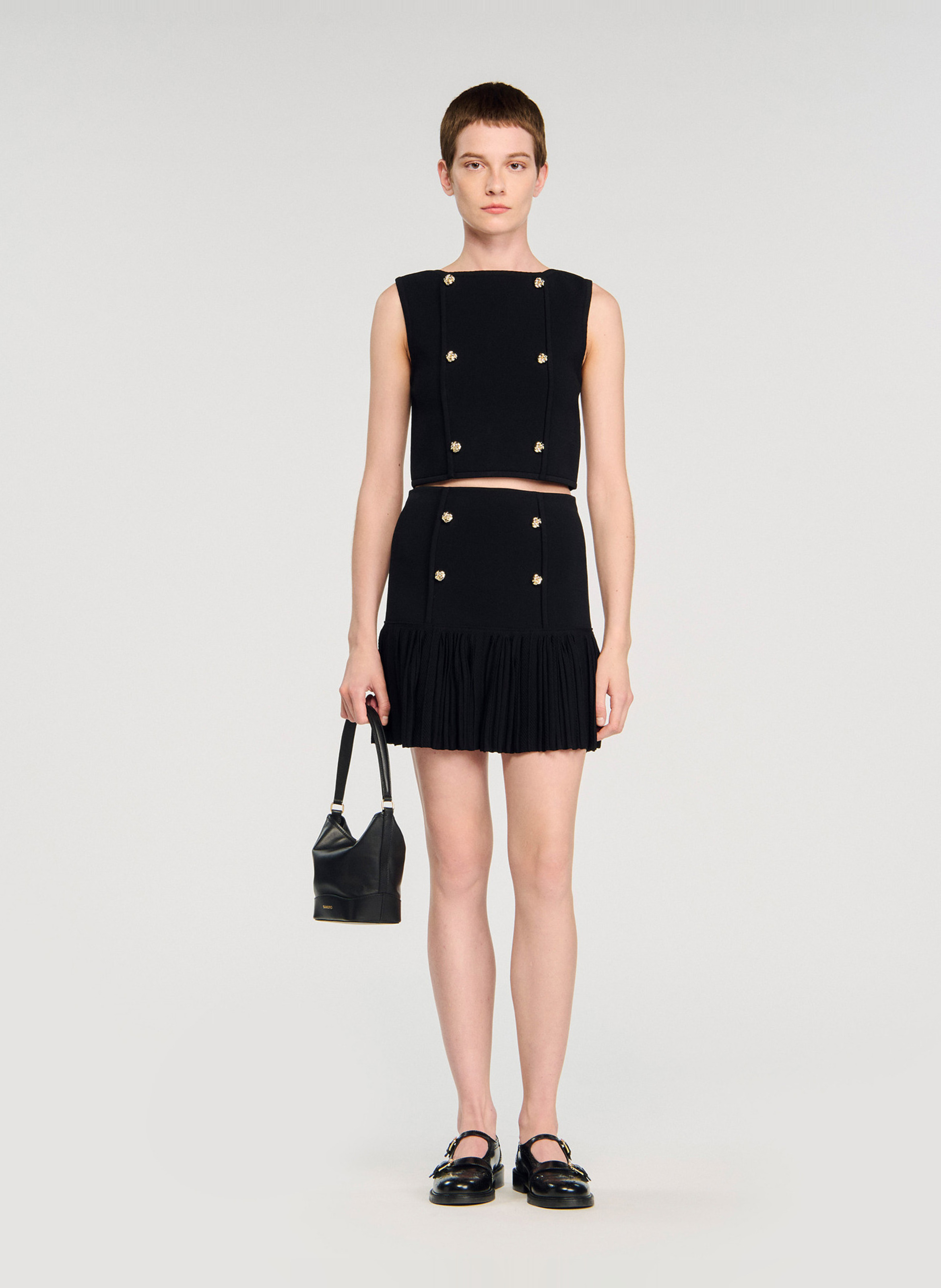 Pull col bateau en maille Noir