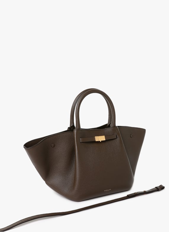 Sac à main en cuir et coton | Noir by DEMELLIER LONDON Sac à main en cuir et coton Noir