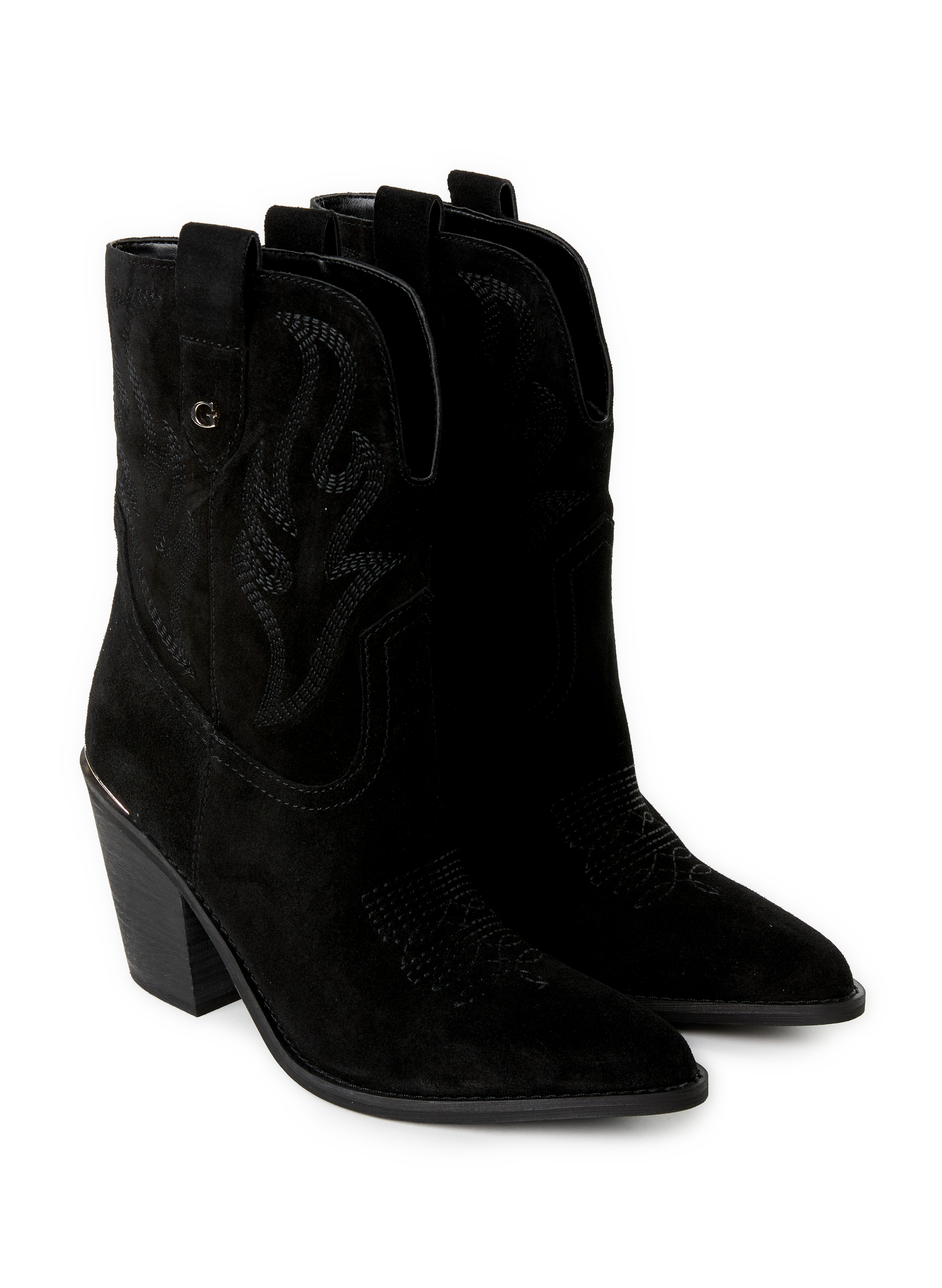 Bottines à talon en cuir GUESS Noir