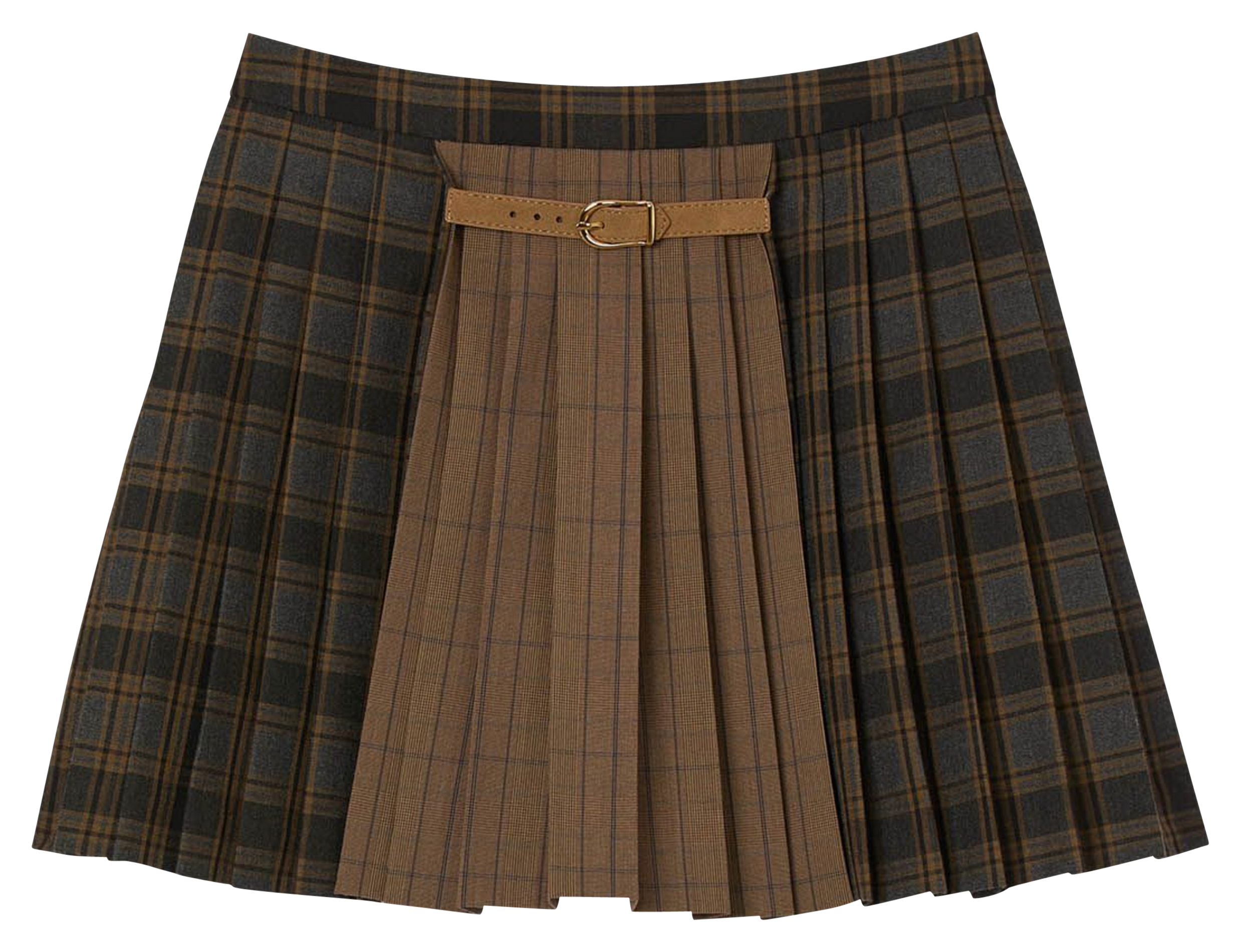 Jupe courte à carreaux SANDRO Marron