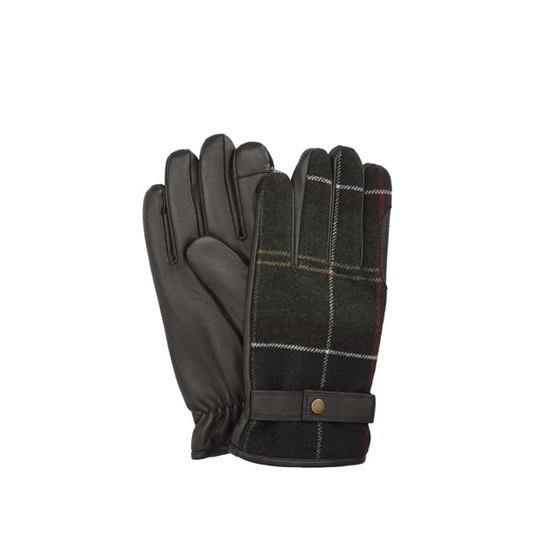 Gants imprimé tartan en cuir et laine mélangée Gants imprimé tartan en cuir et laine mélangée