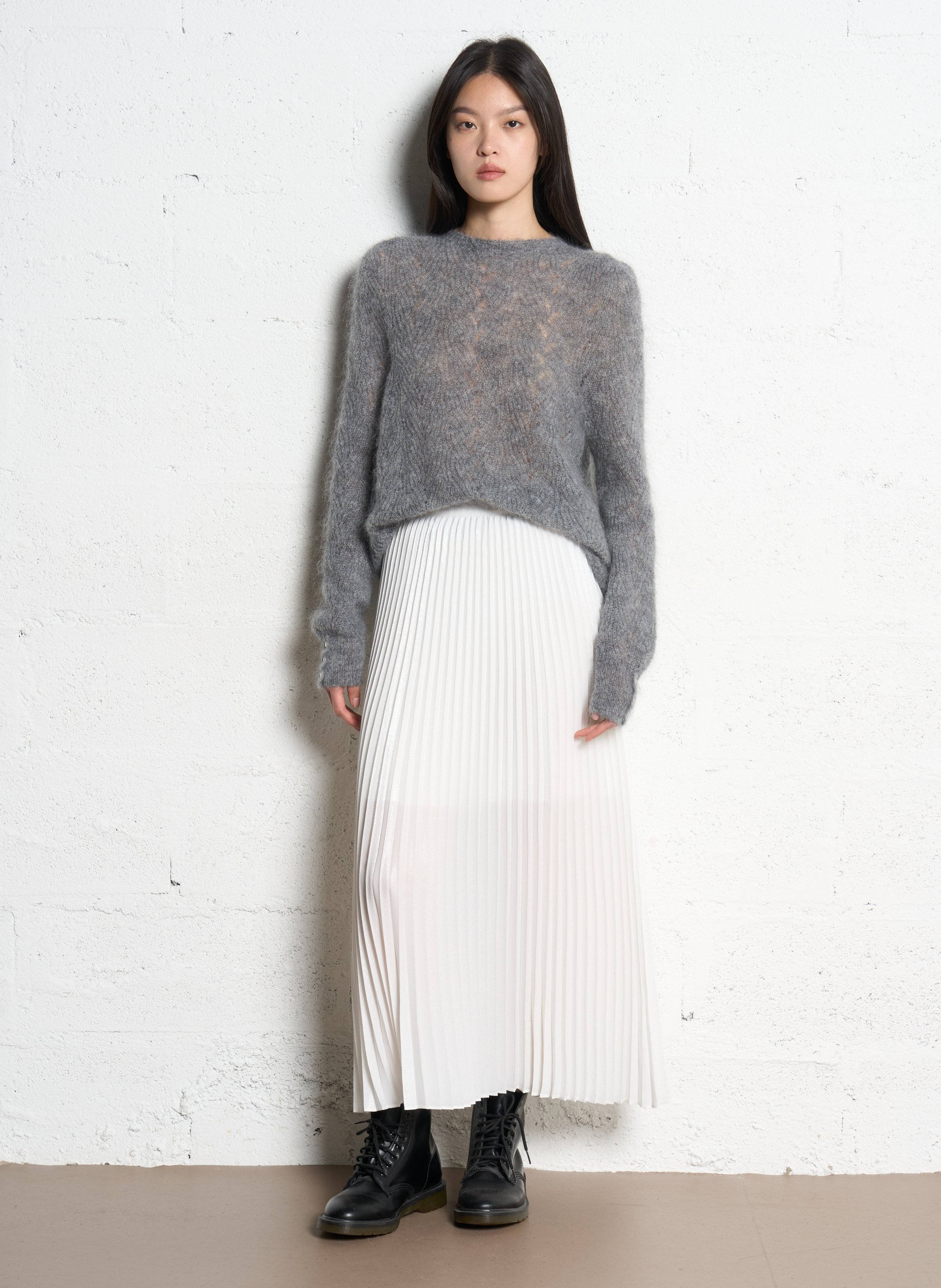 Pull droit en mohair mélangé IKKS Gris