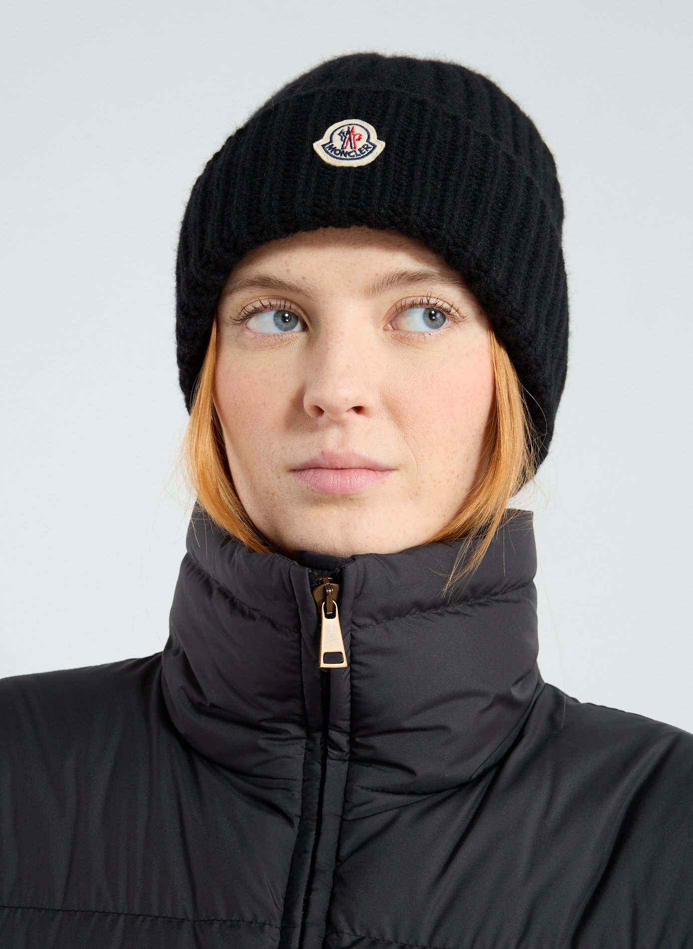 Wool and cashmere knitted beanie MONCLER Black