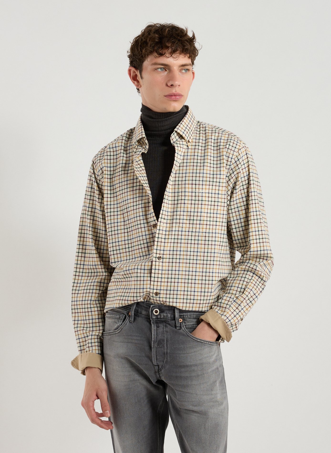 GANT Straight cotton check shirt Brown