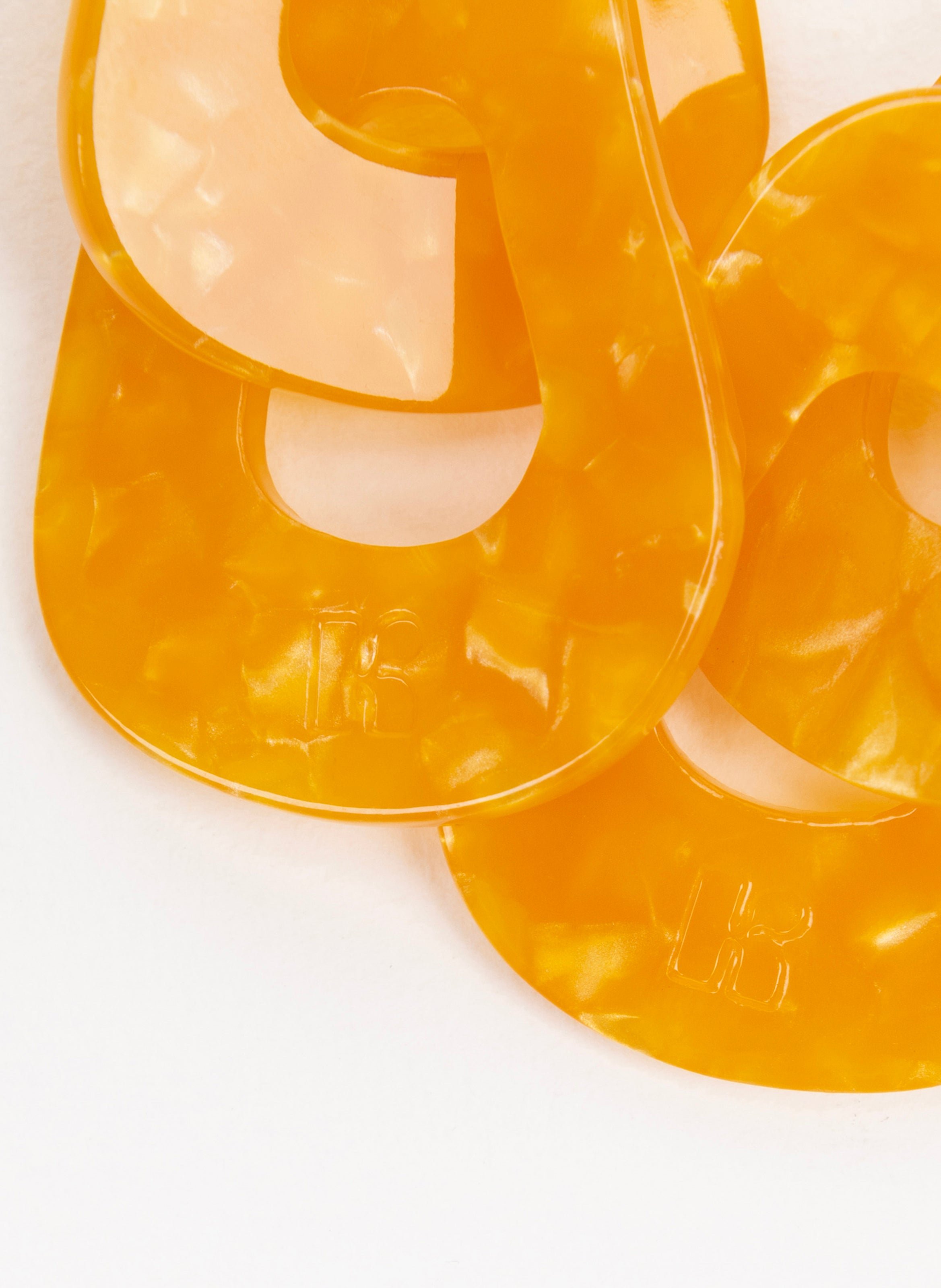 Boucles d'oreilles maillons en acétate de cellulose KURAGE GINZA Orange