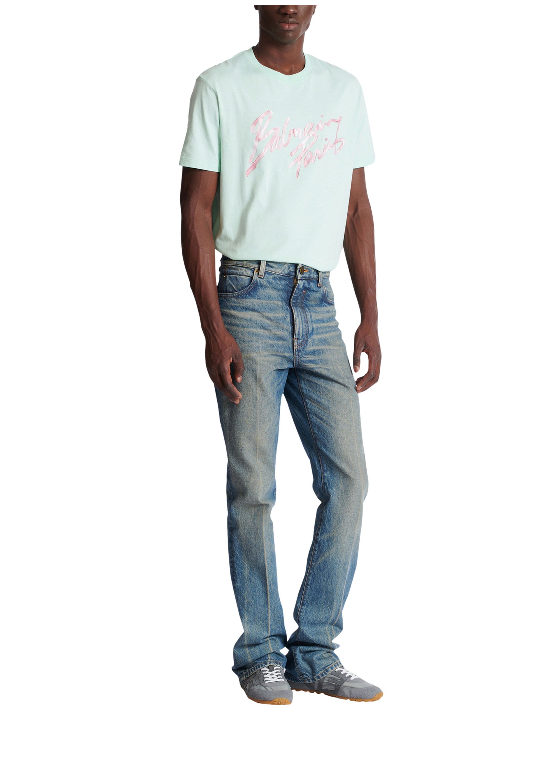 Pantalon droit jambe ajustée en denim vintage BALMAIN Bleu