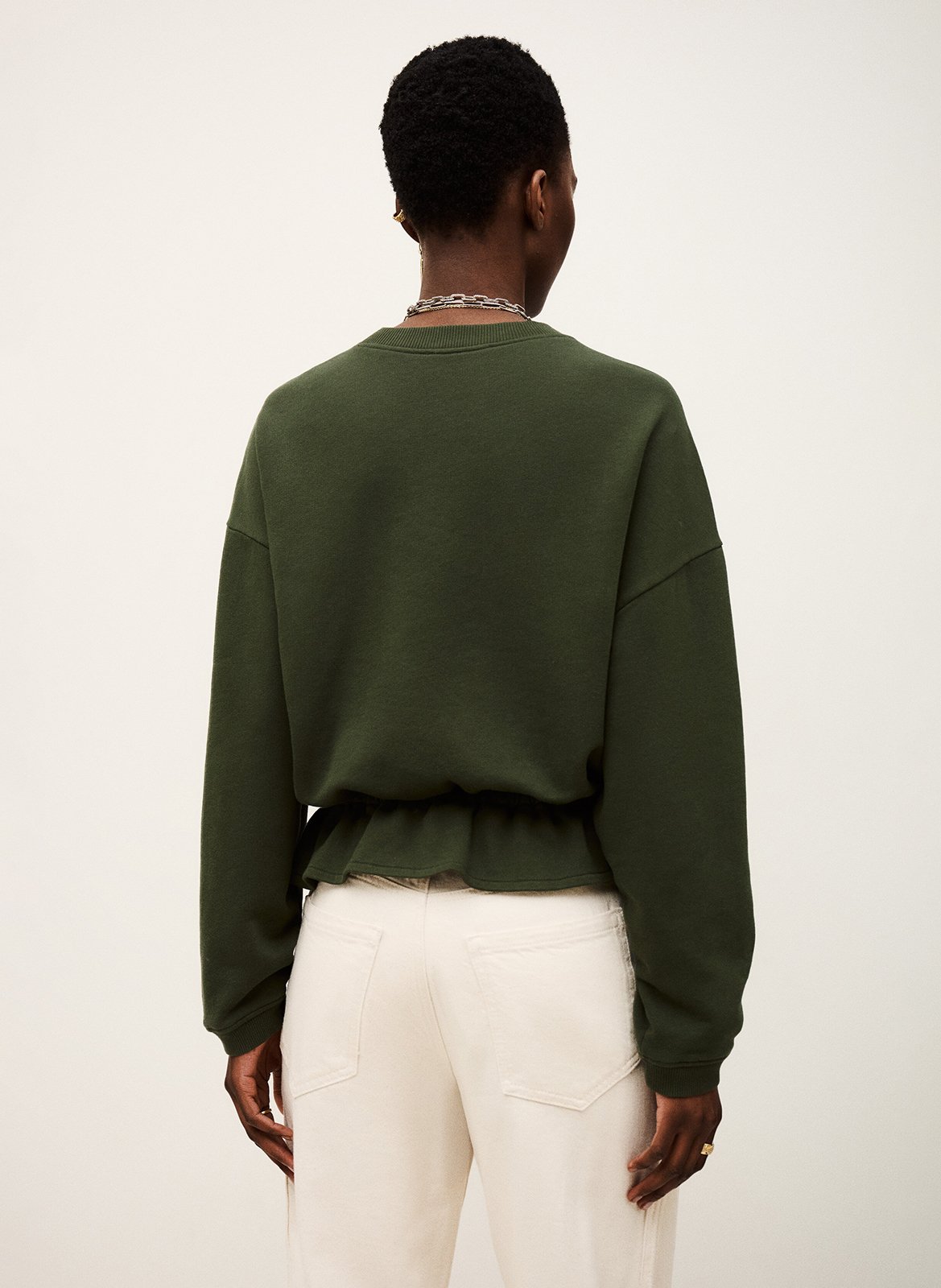 Sweat col rond en coton mélangé gretta BA&SH Kaki