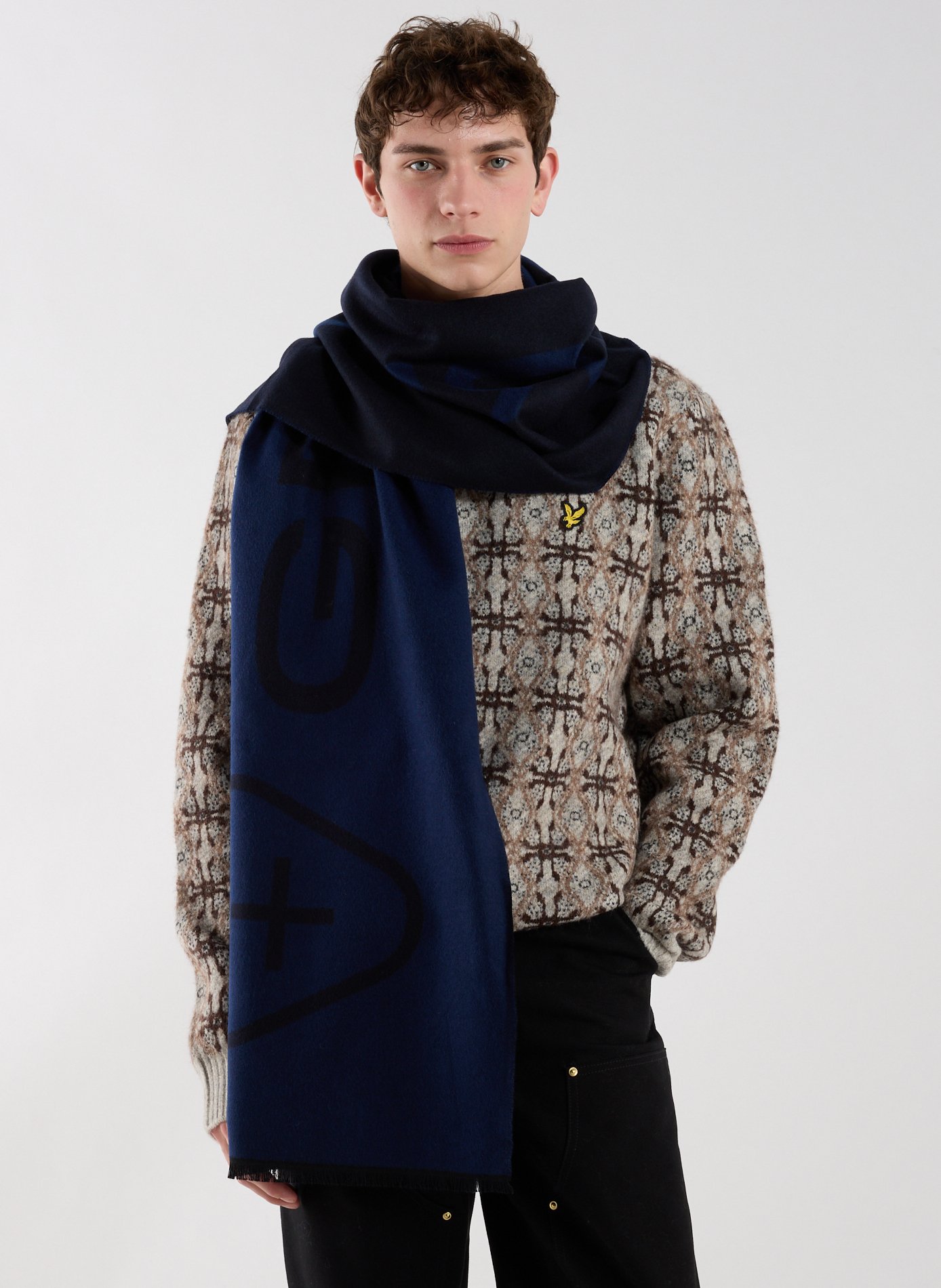 Printed logo scarf Mathilde GERTRUDE ET GASTON Blue