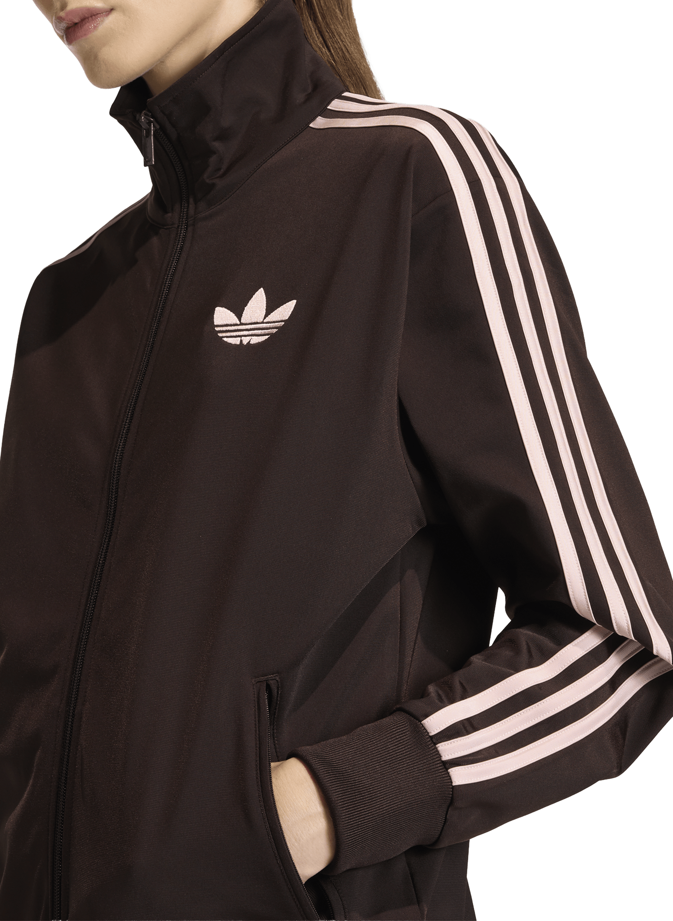 Zip-up track jacket with logo ADIDAS Brown