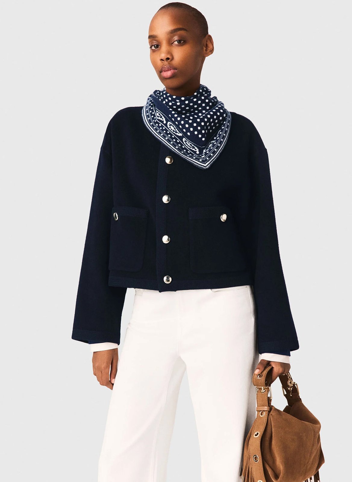 Veste ample boutonnée en laine mélangée MAJE Bleu