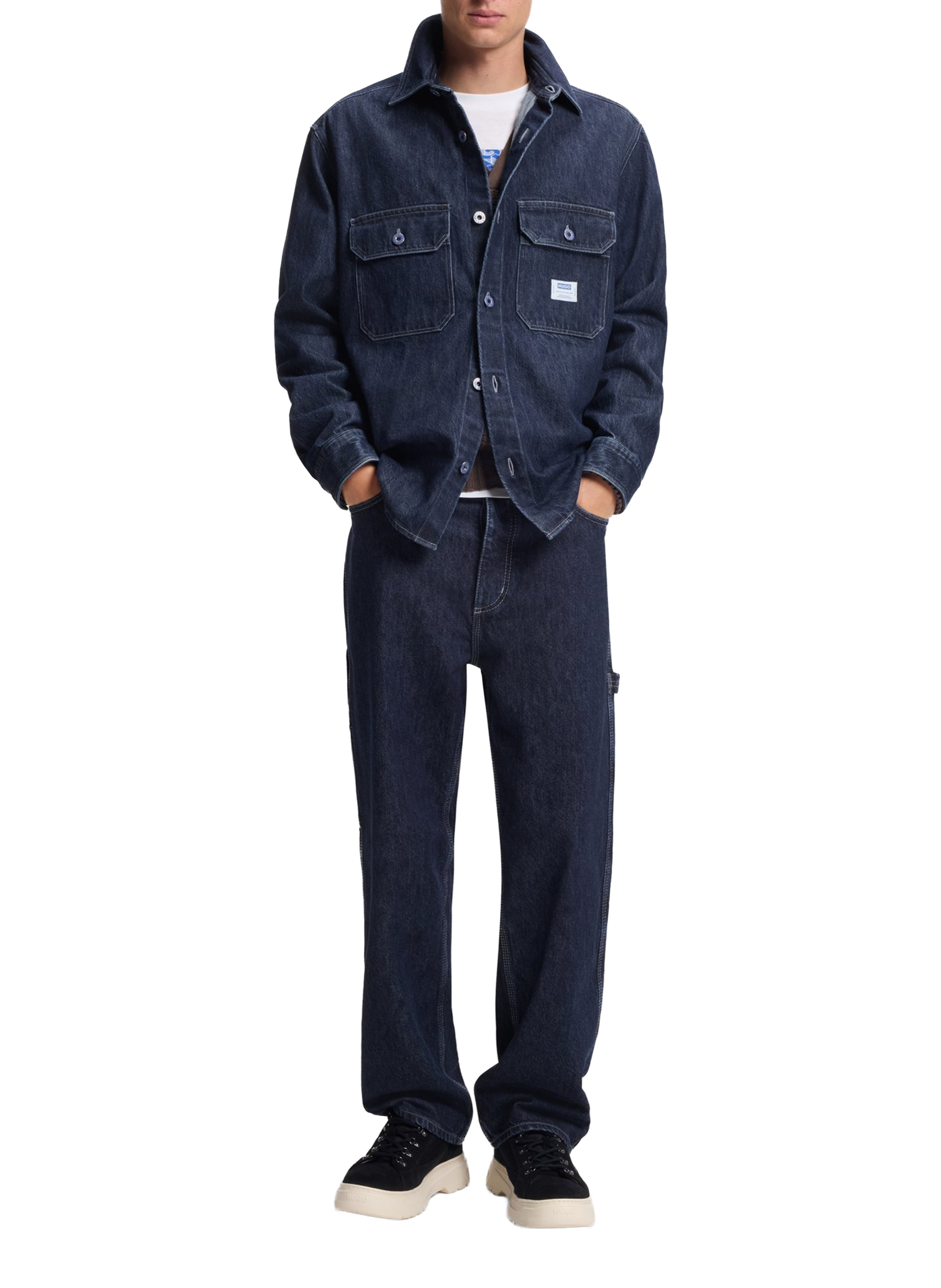 Straight cotton jeans HUGO BLUE Blue