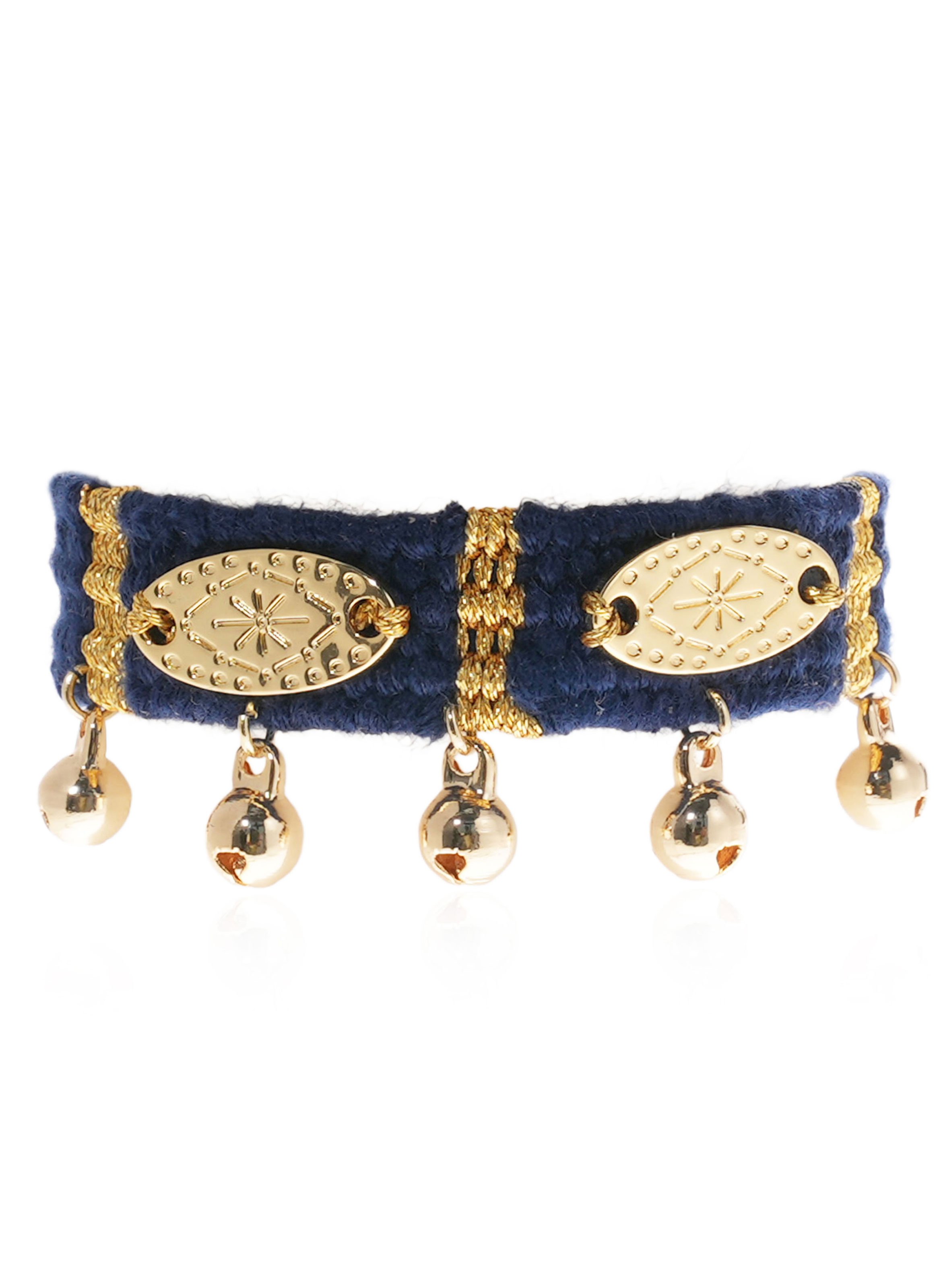 Bracelet en tissu coloré réglable avec pampilles todobem HIPANEMA Bleu