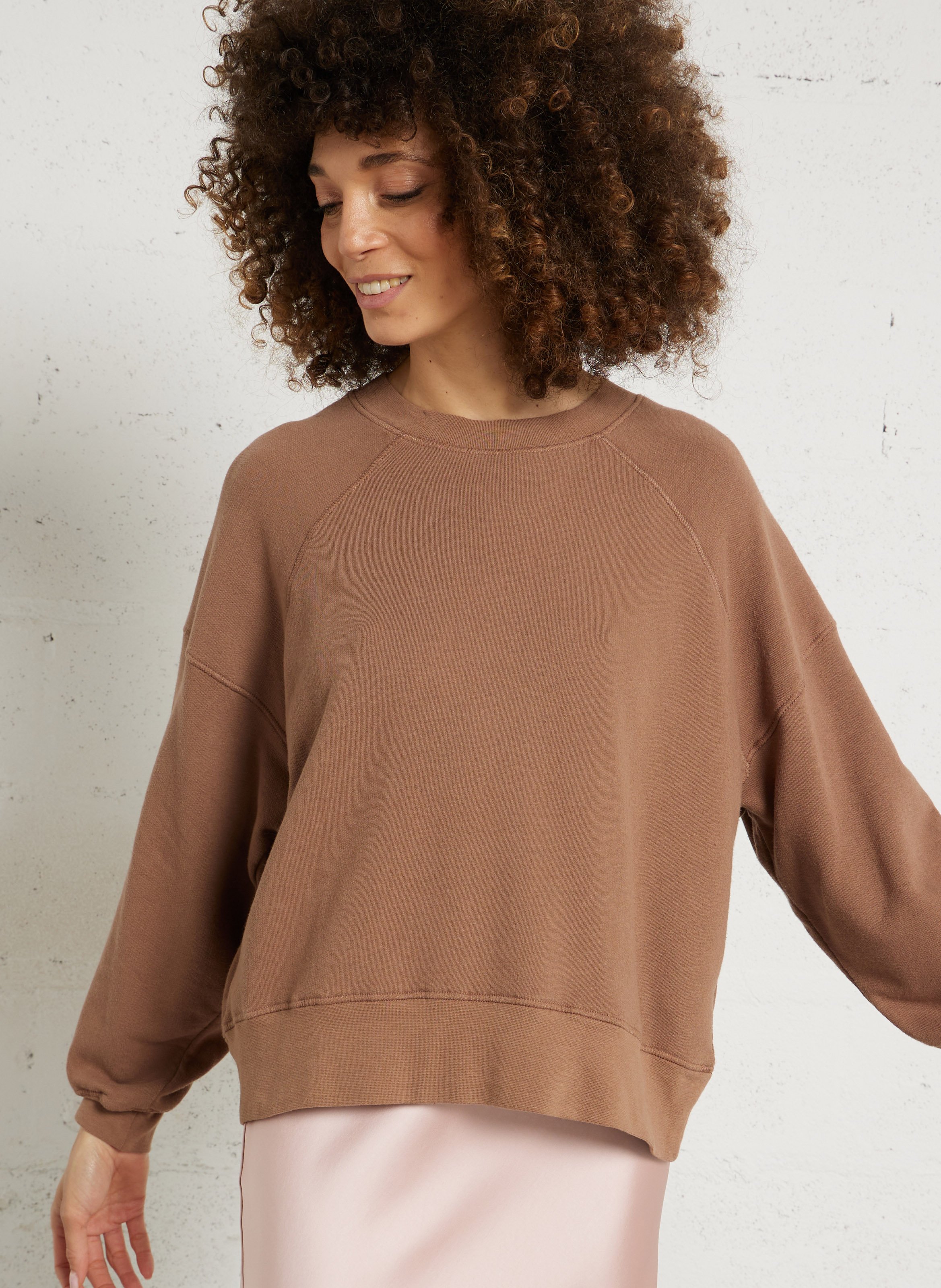 Sweat oversize col rond en coton mélangé atubay AMERICAN VINTAGE Marron