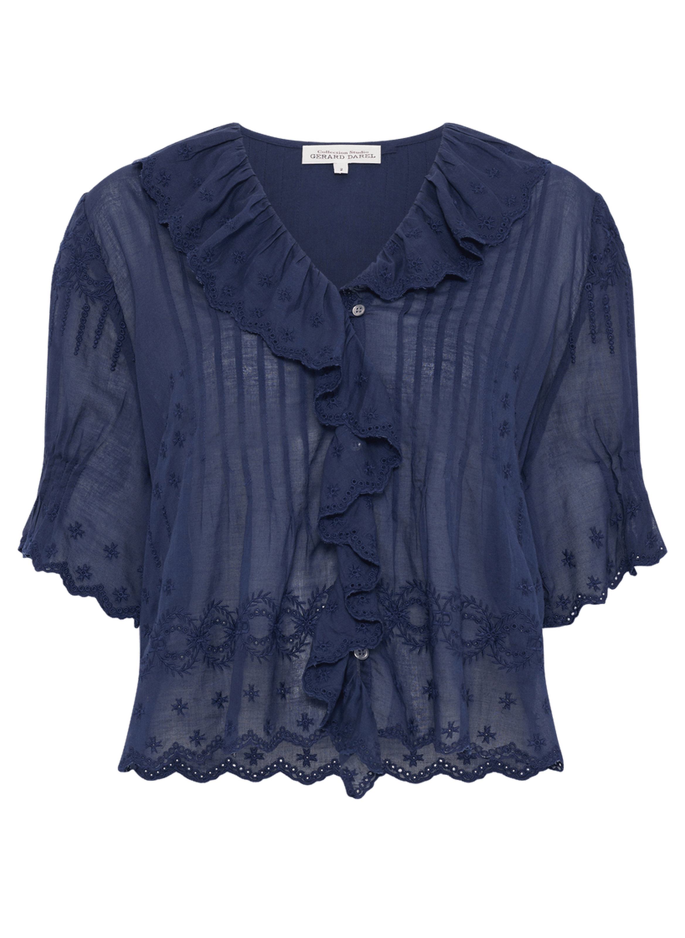 Chemise brodée en voile de coton - ceylia GERARD DAREL Bleu