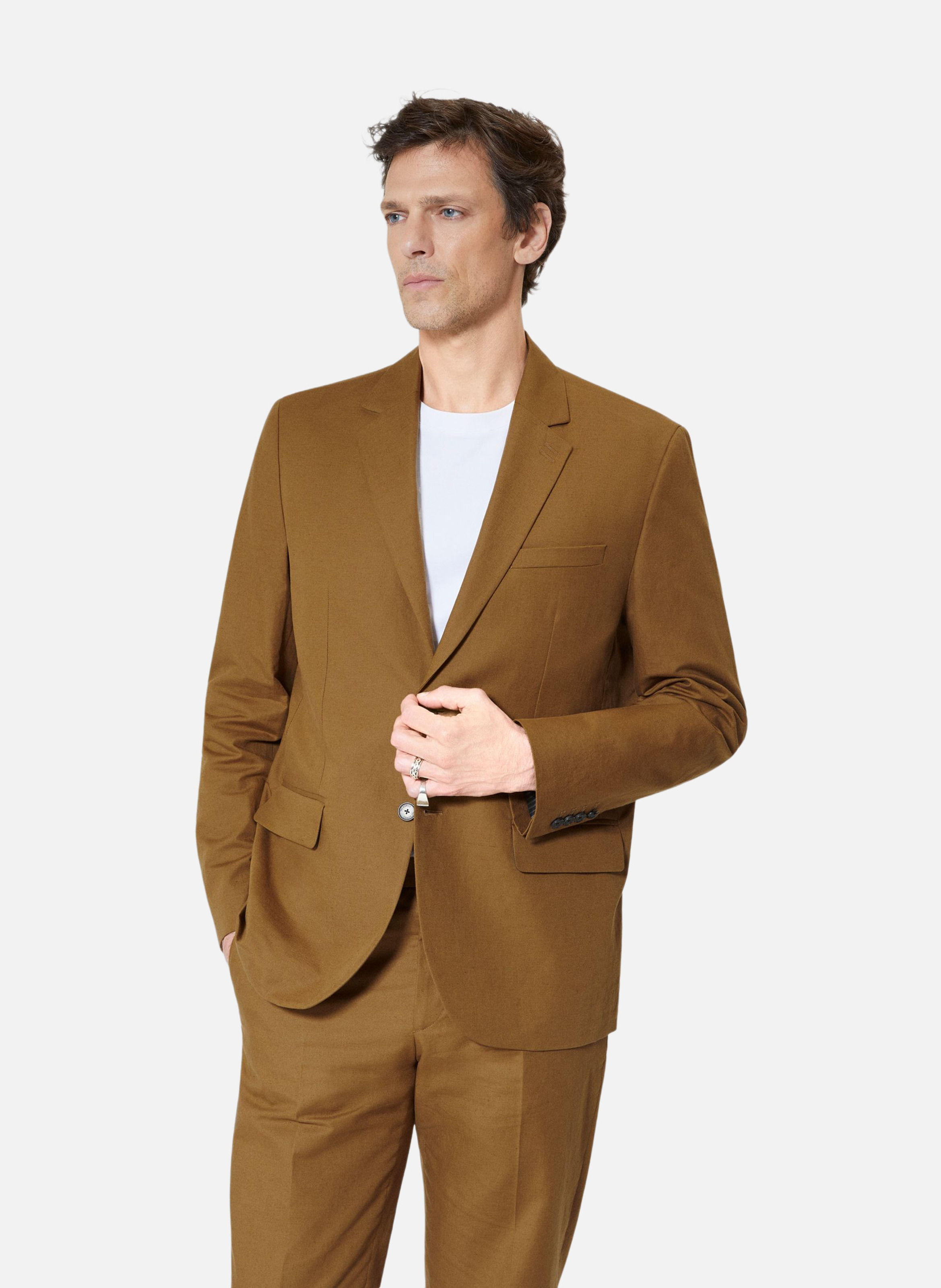 Veste de costume en coton lin THE KOOPLES Marron