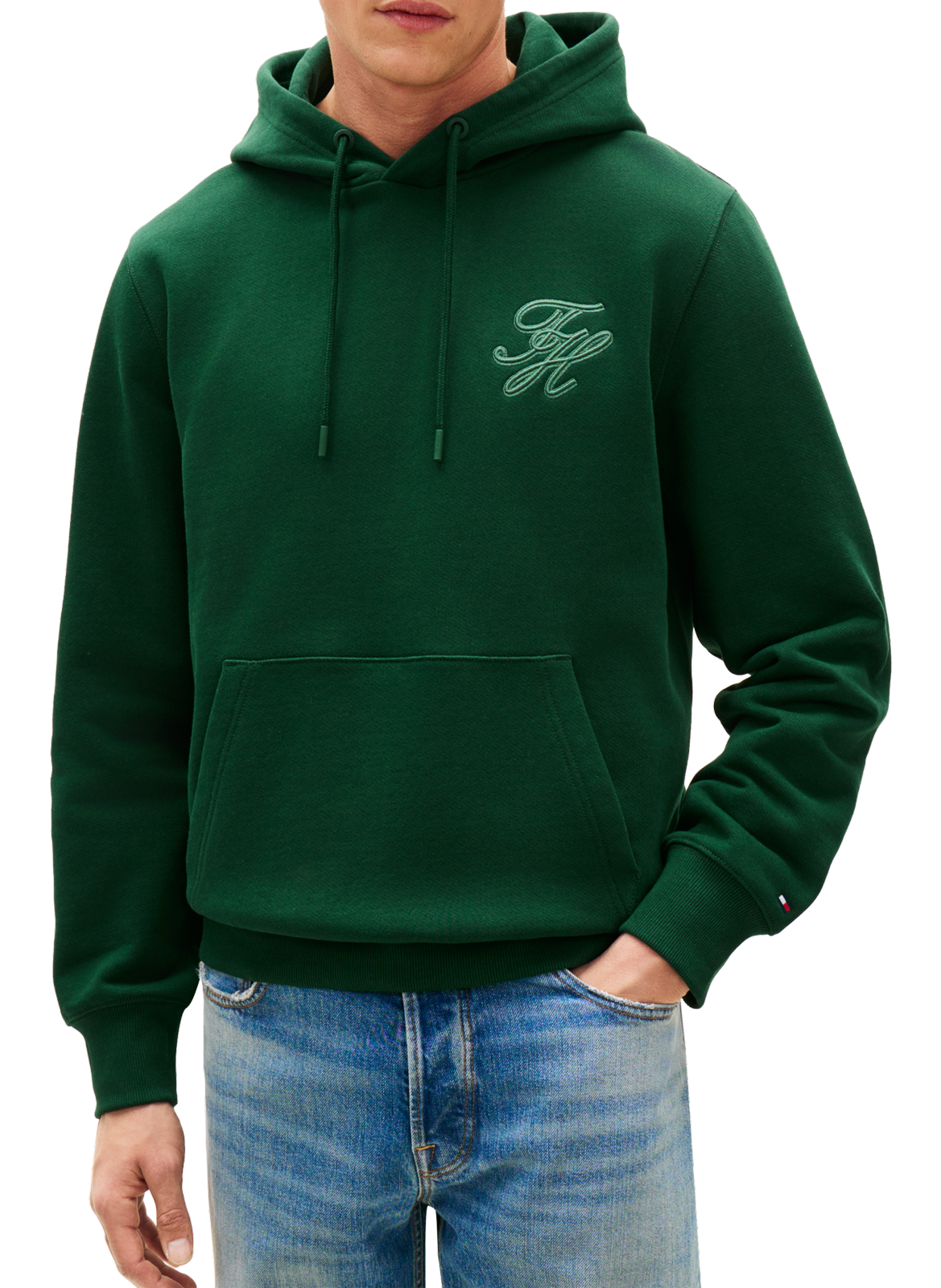 Sweatshirt mit besticktem Logo aus Baumwolle TOMMY HILFIGER Grun