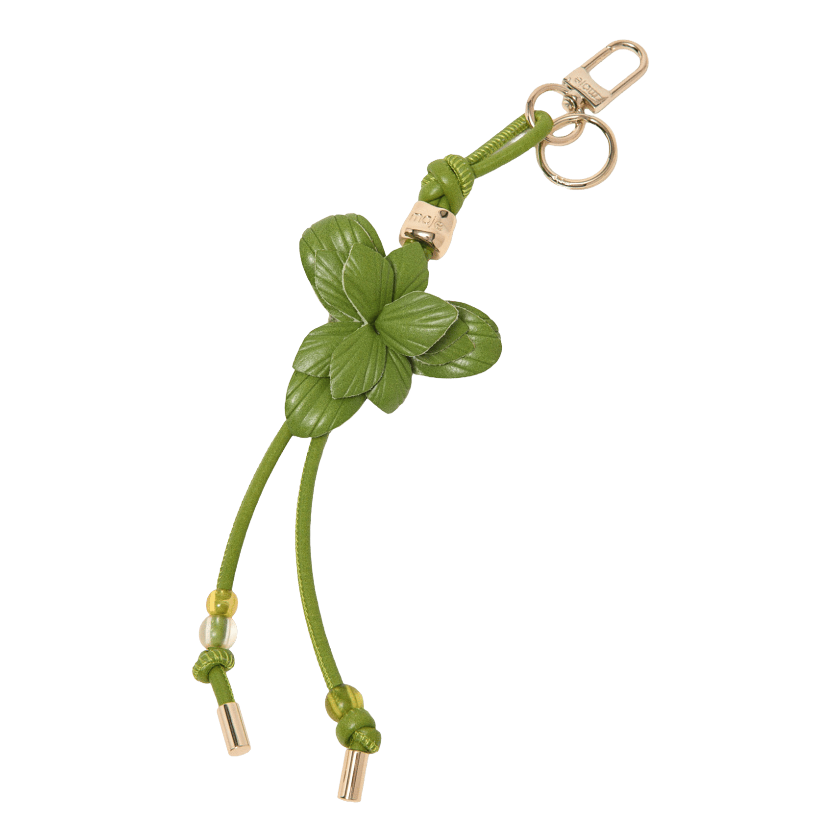 Porte-clés fleurs en cuir MAJE Vert