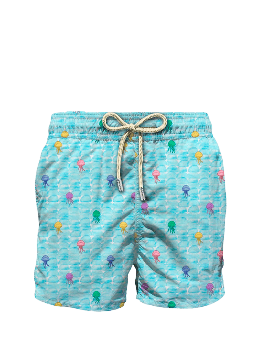 Stretch swim shorts with floral print MC2 SAINT BARTH Blue