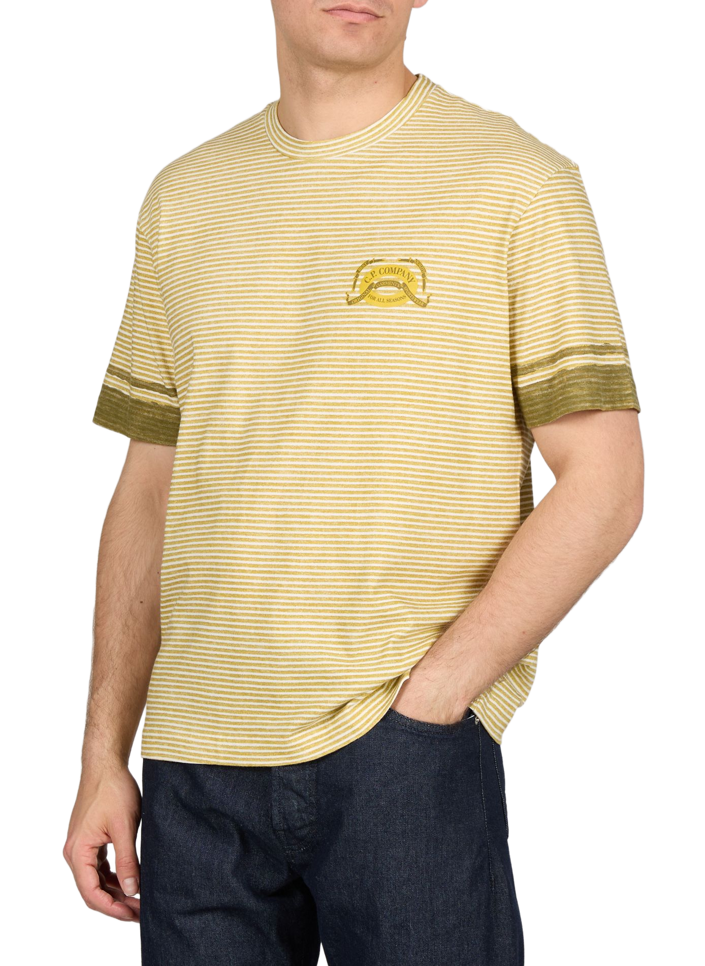 Striped cotton T-shirt CP COMPANY Green