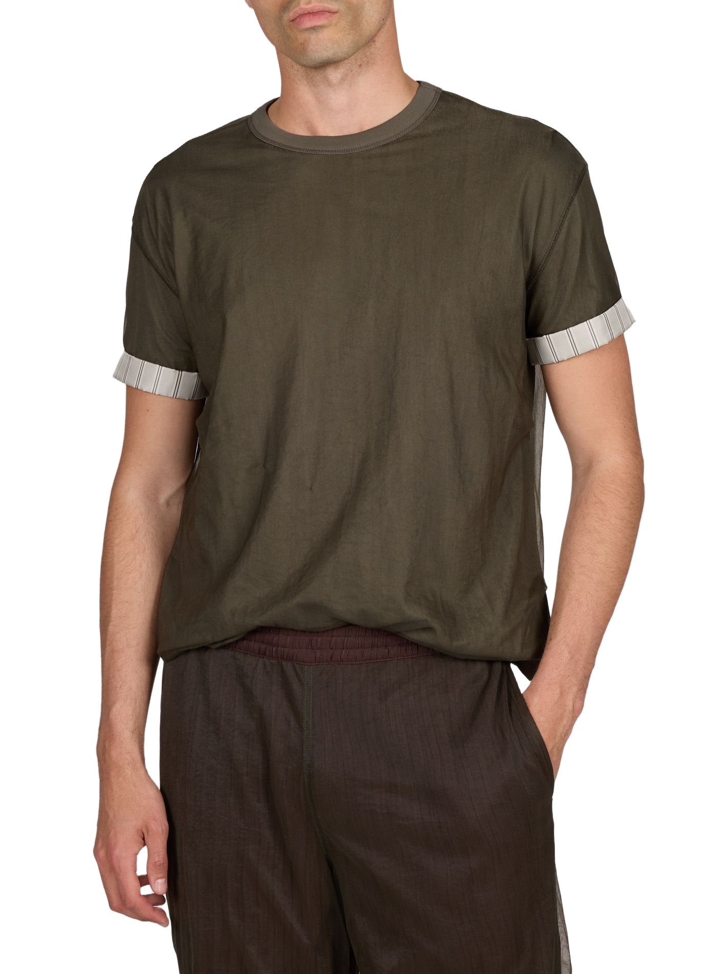 Camiseta de malla con cuello redondo ANDERSSON BELL Caqui