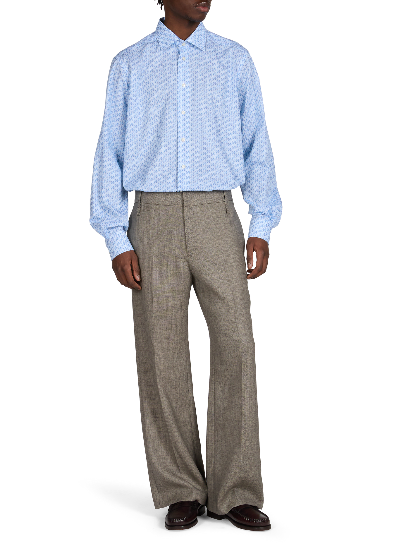 Printed straight cotton shirt ETON Blue