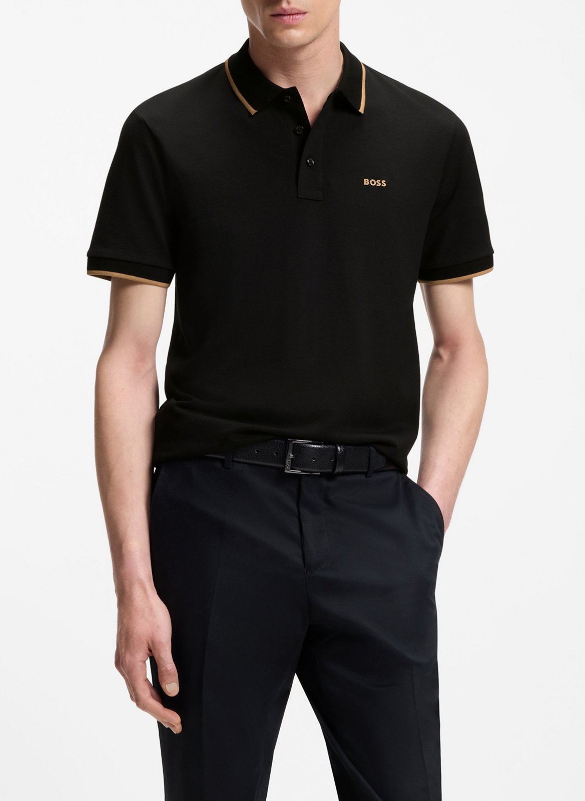 Polo en coton BOSS Noir