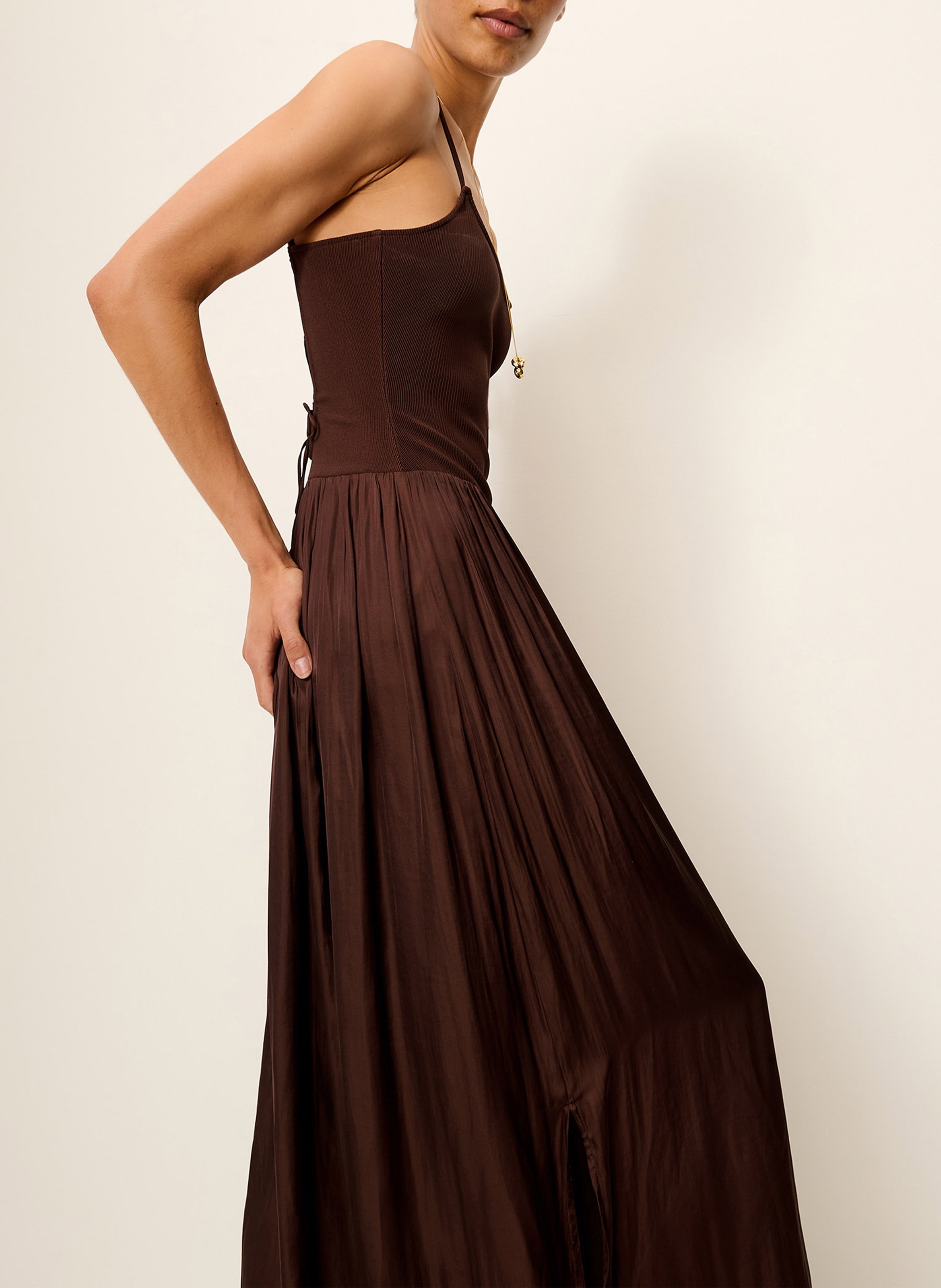 Robe longue col rond sweet mambo SESSUN Marron