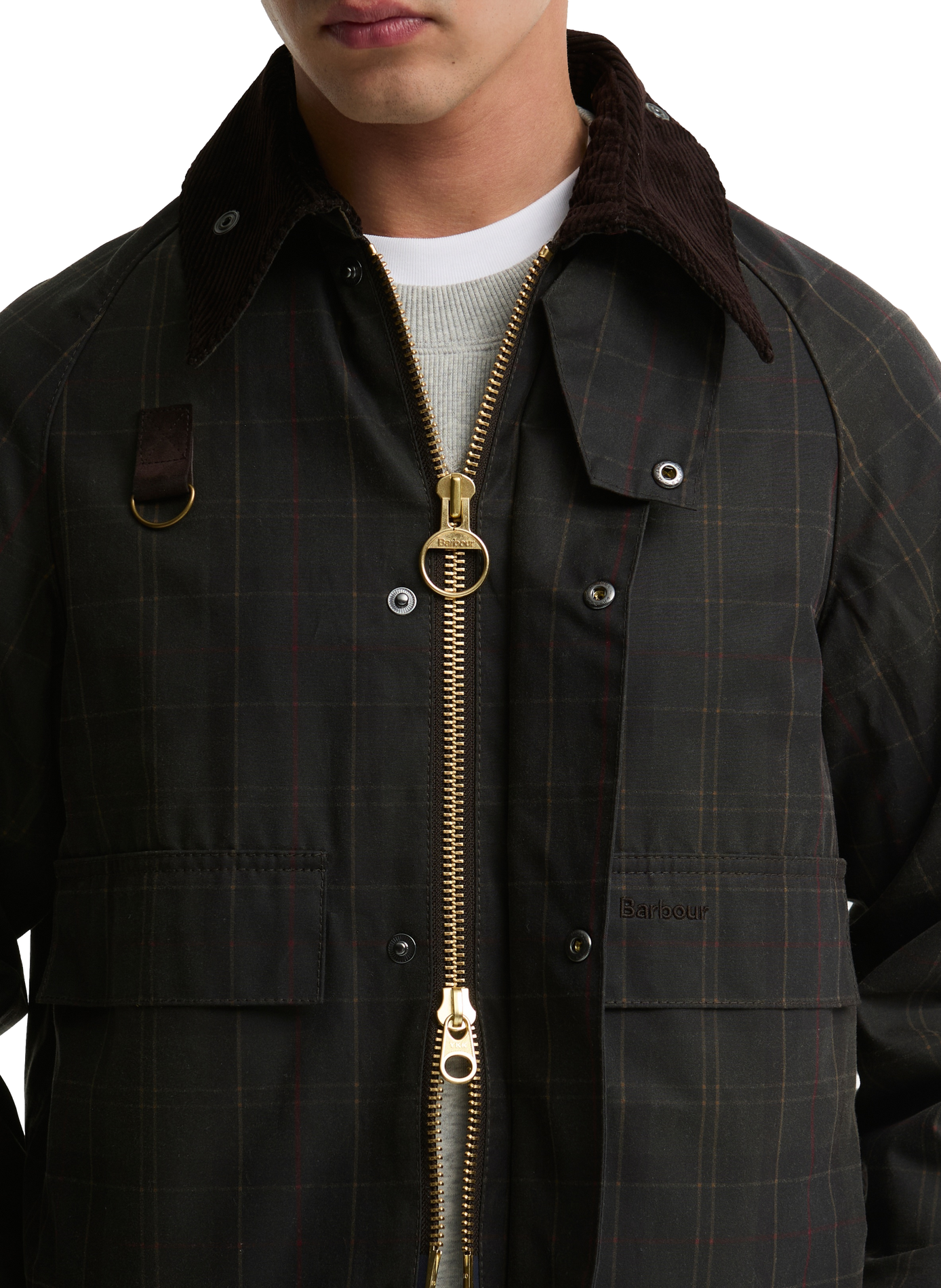 Straight classic collar checkered cotton jacket BARBOUR Green