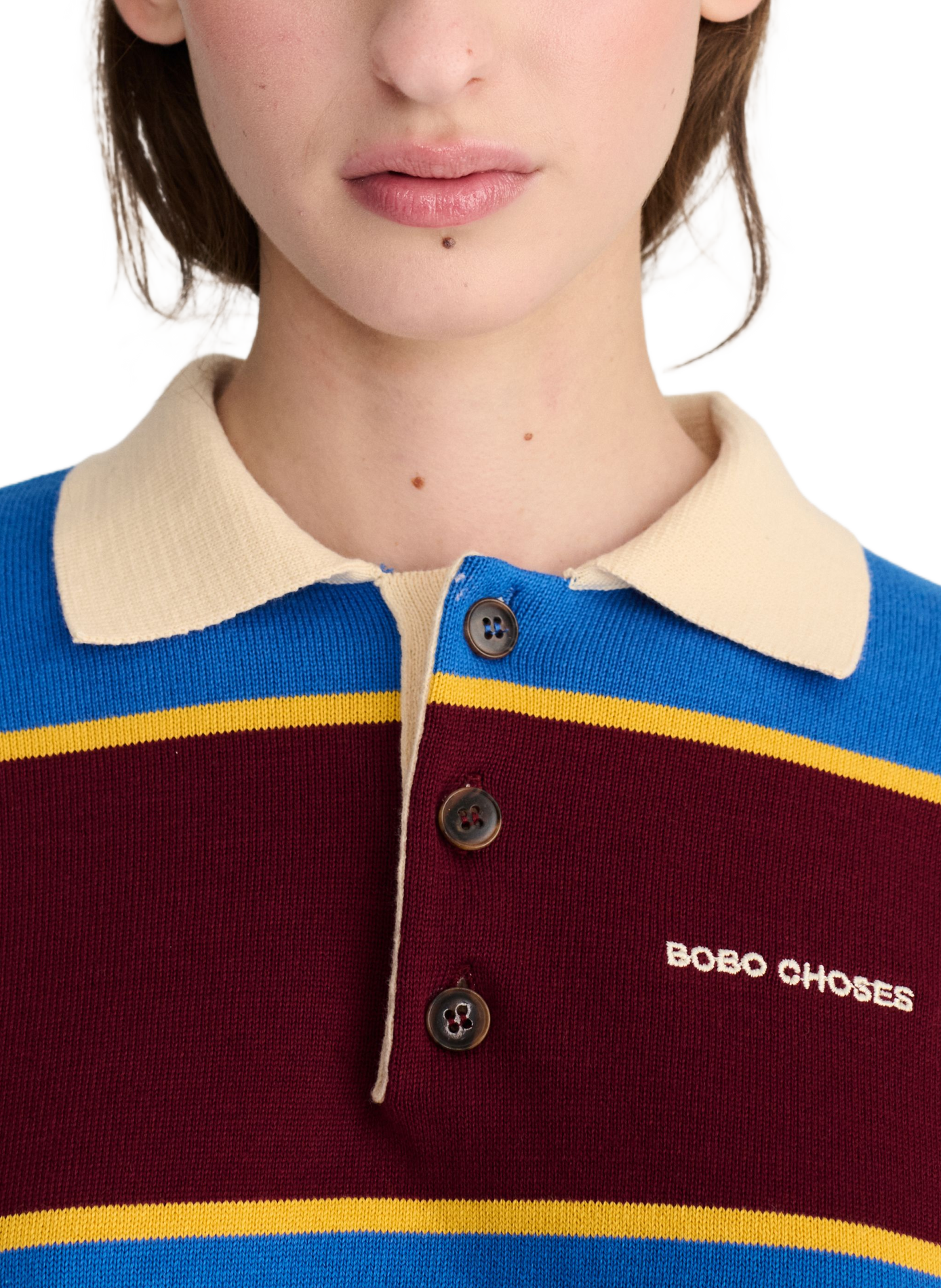 Striped cotton polo shirt BOBO CHOSES Blue