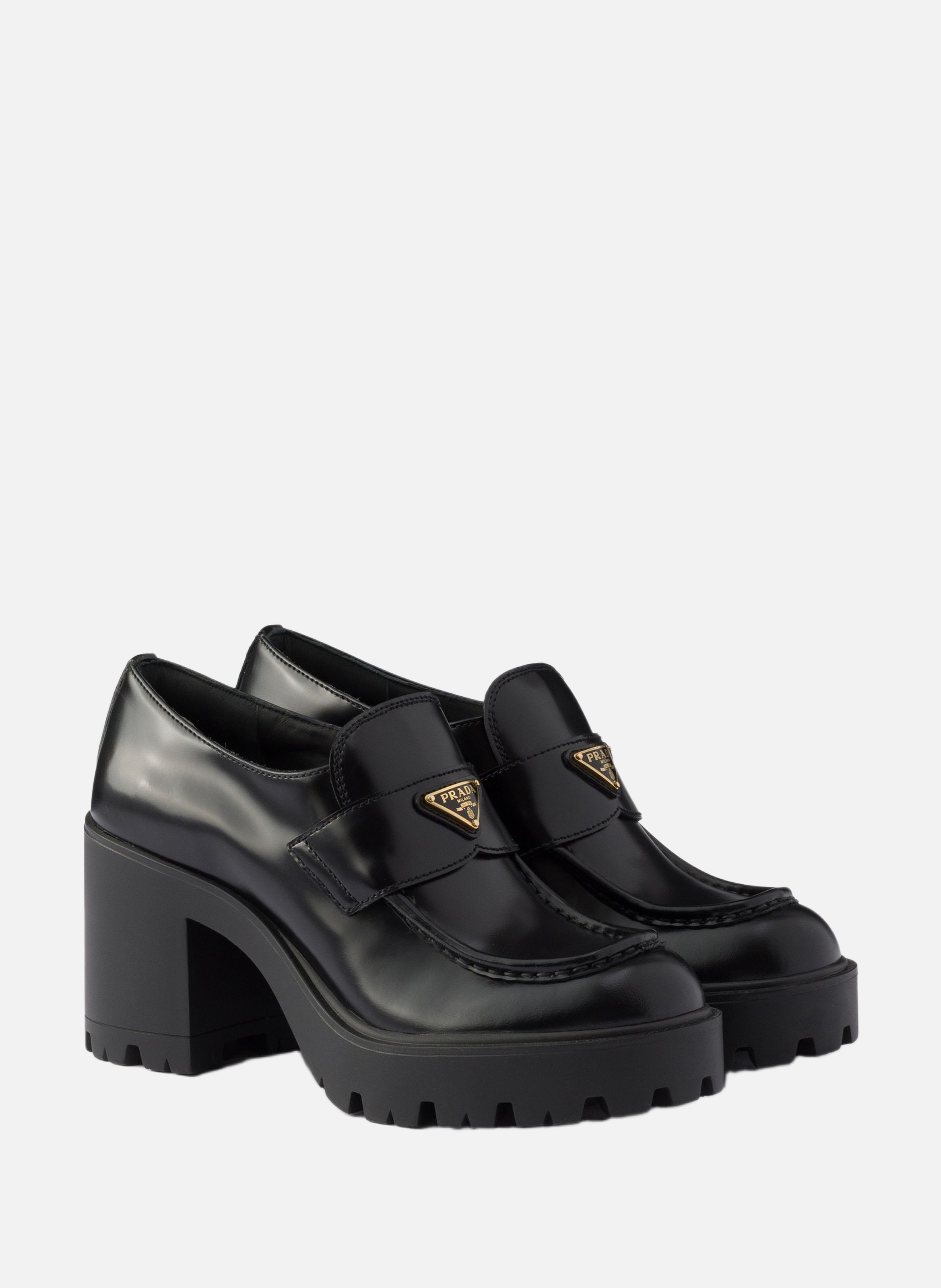 Mocassins en cuir brossé PRADA Noir