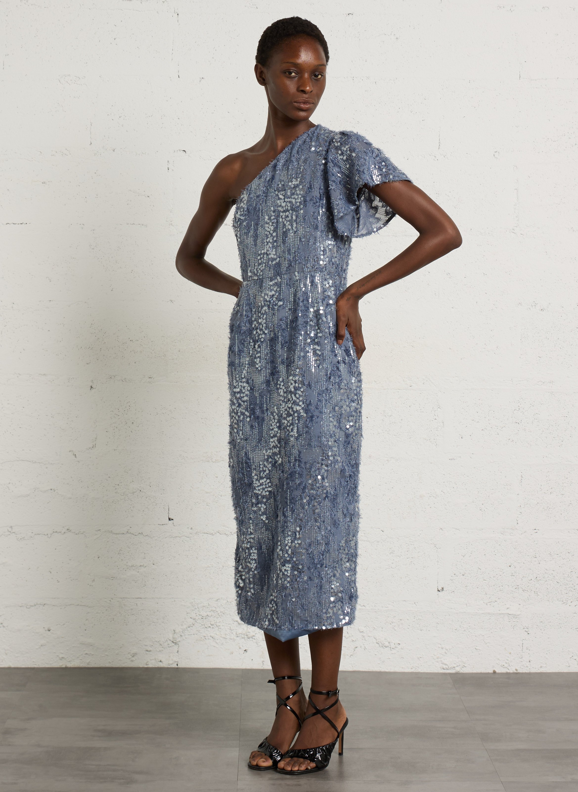 Robe asymétrique à sequins IKKS Bleu