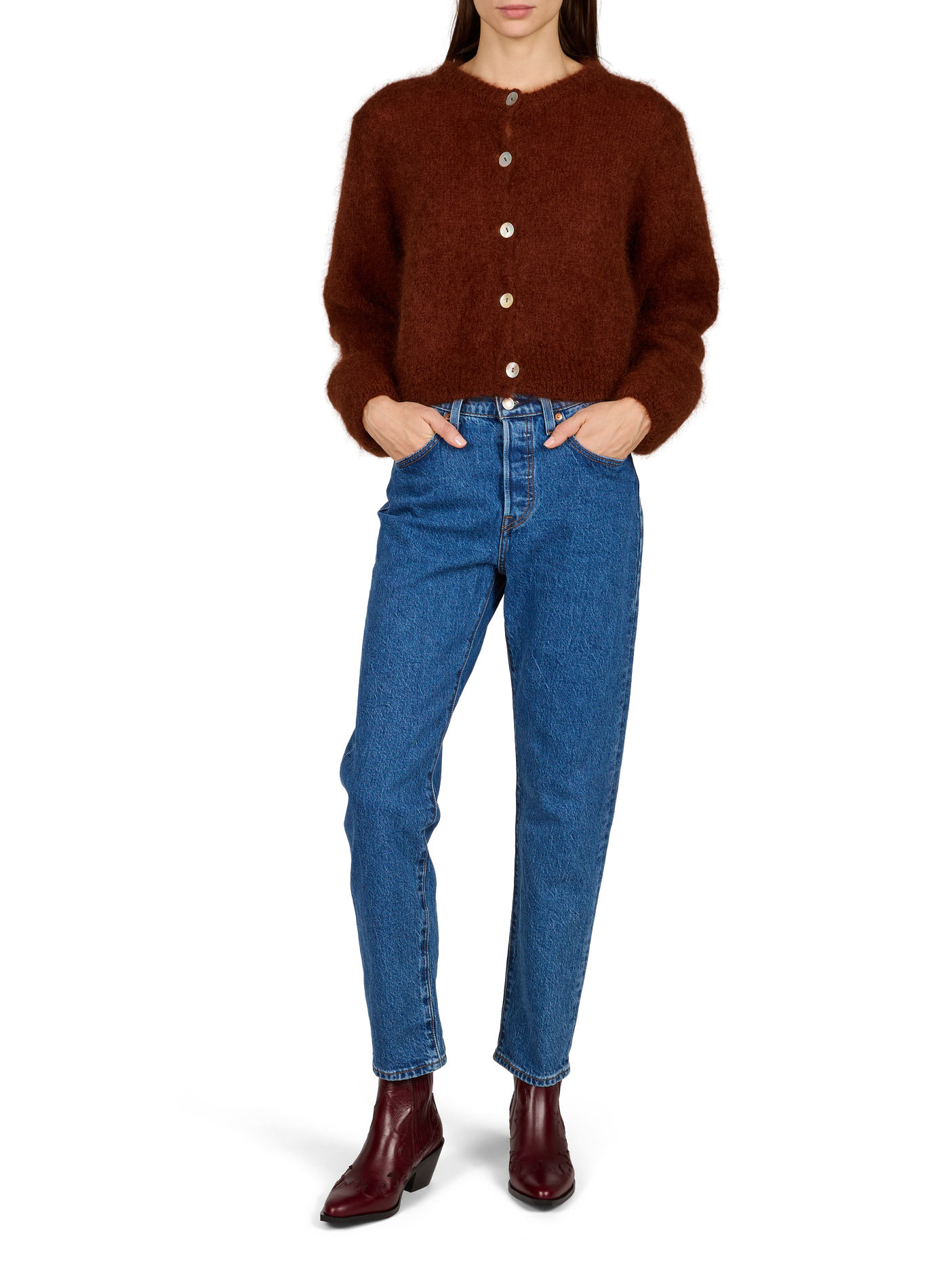 501 Cropped Cotton Blend Jeans LEVI'S Blue