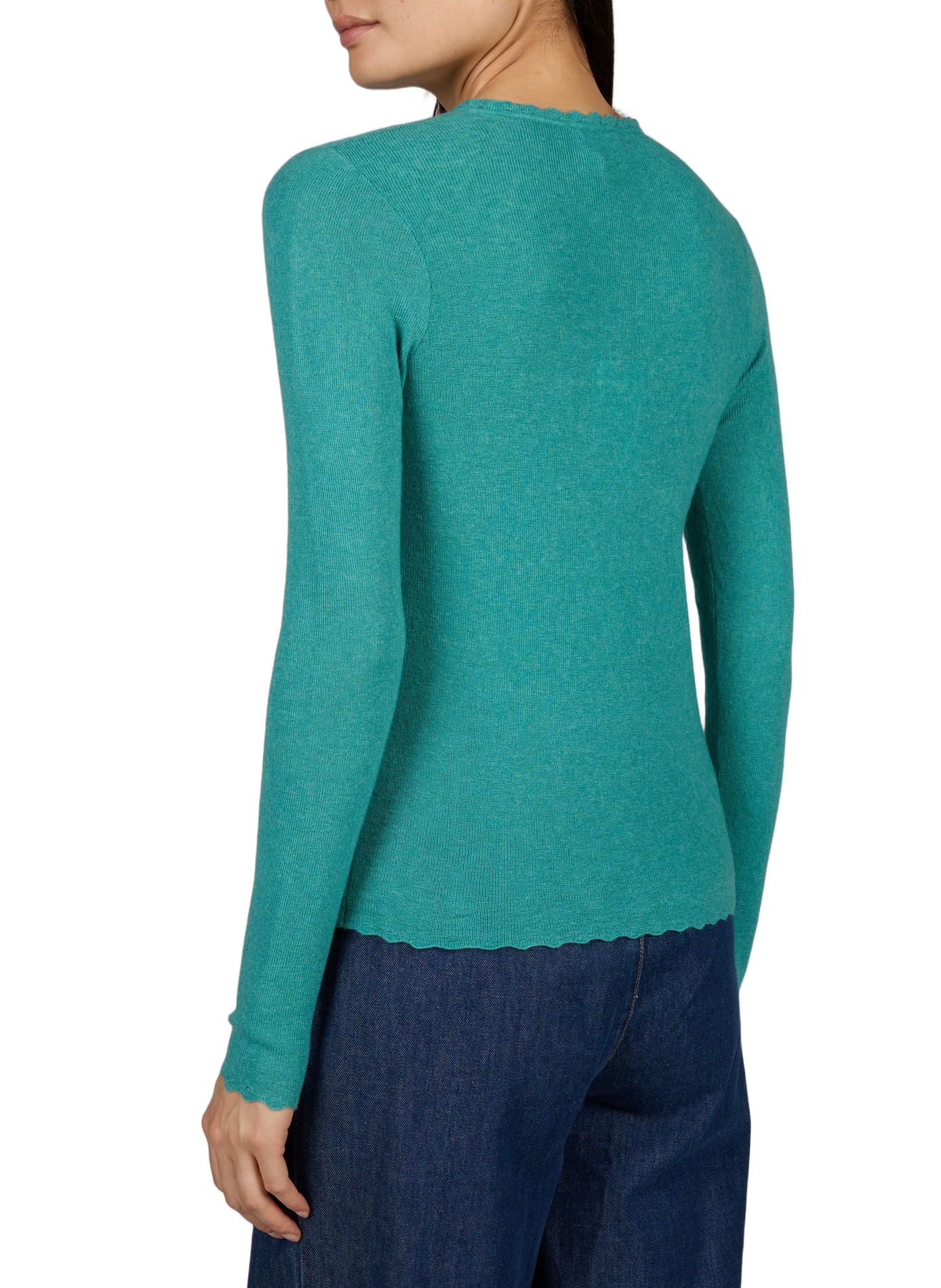 Maud straight round neck buttoned cardigan PETITE MENDIGOTE Blue