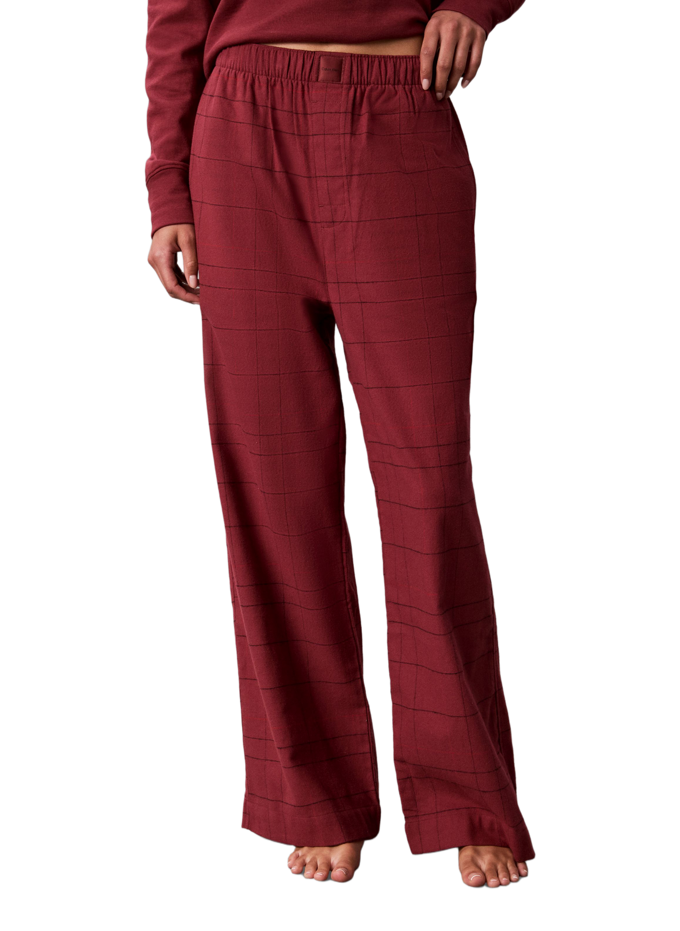 Karierter Pyjamahose aus Baumwollmischung CALVIN KLEIN Beige