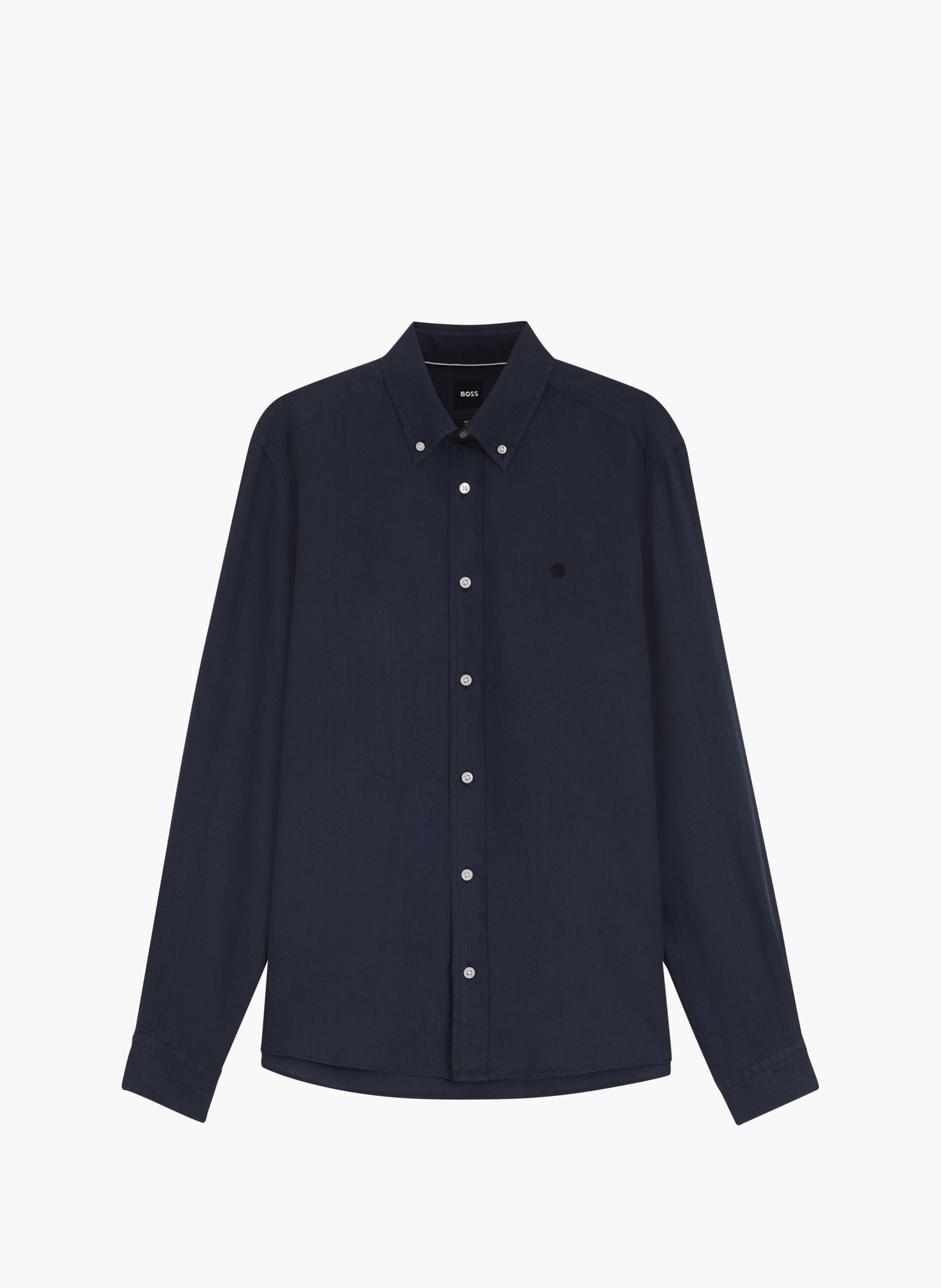 Chemise en lin col classique BOSS Bleu