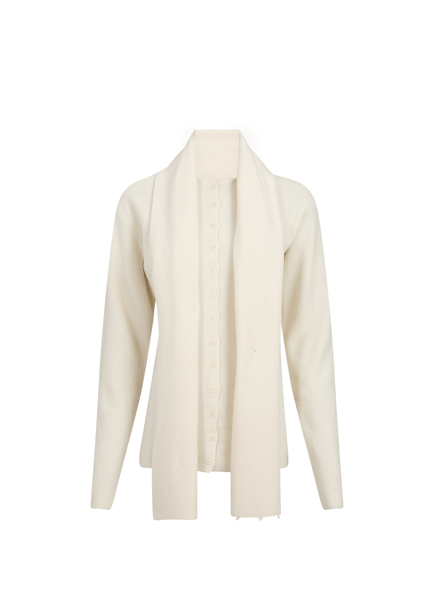 Gerade geschnittene Strickjacke mit Schal aus Wollmischung LE 17 SEPTEMBRE Weiss