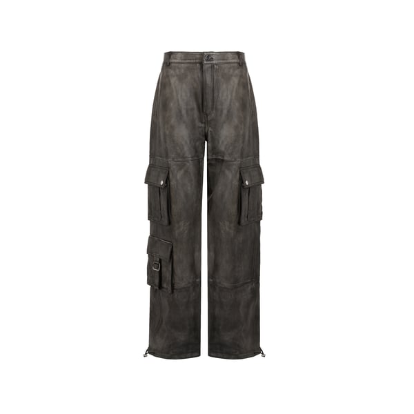 Saison 1865 Leather Cargo Pants In Black