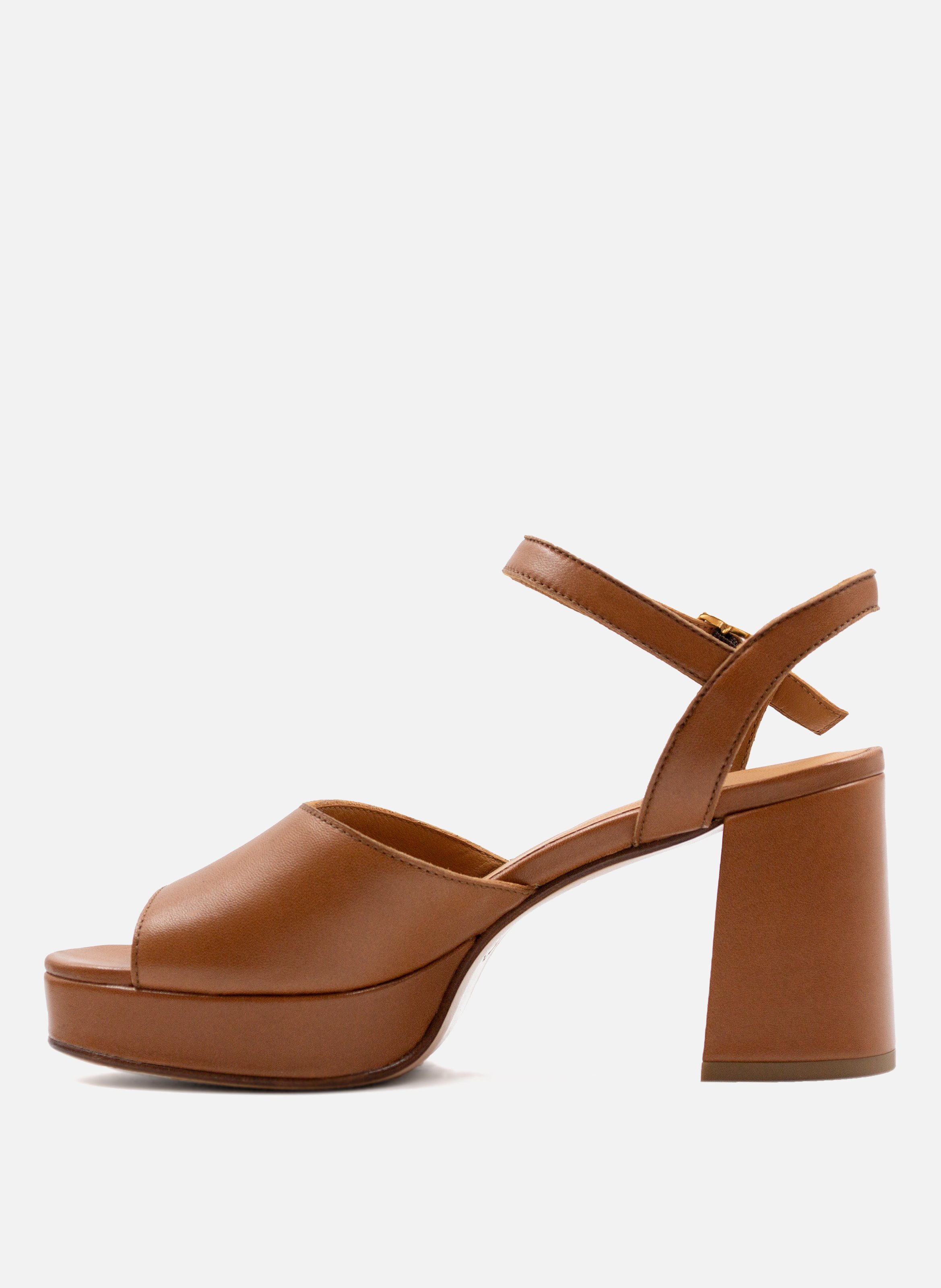 Sandales plateforme cuir lisse JULES & JENN Marron