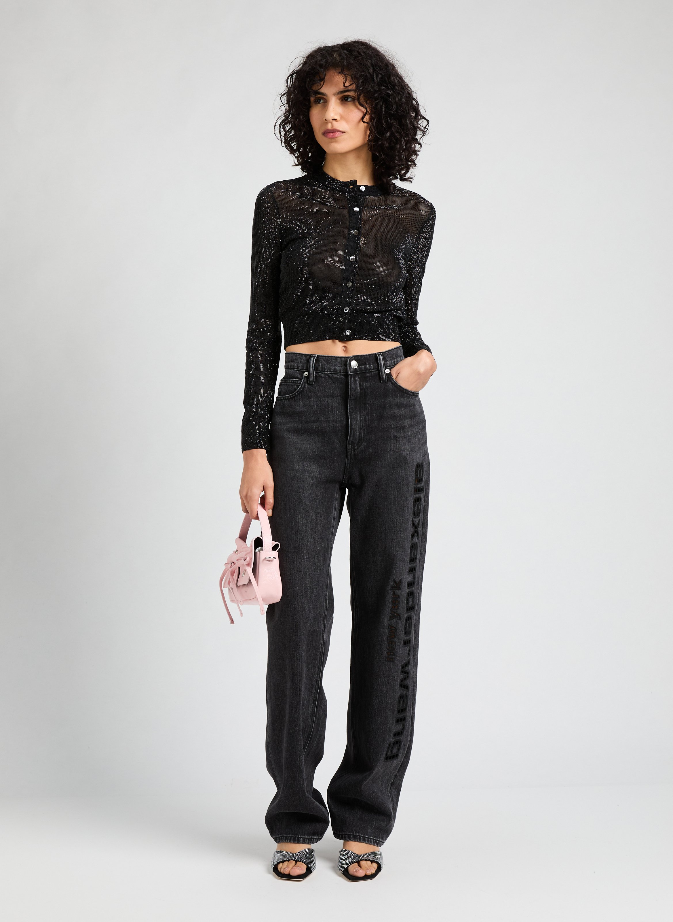 Cardigan à strass ALEXANDER WANG Noir