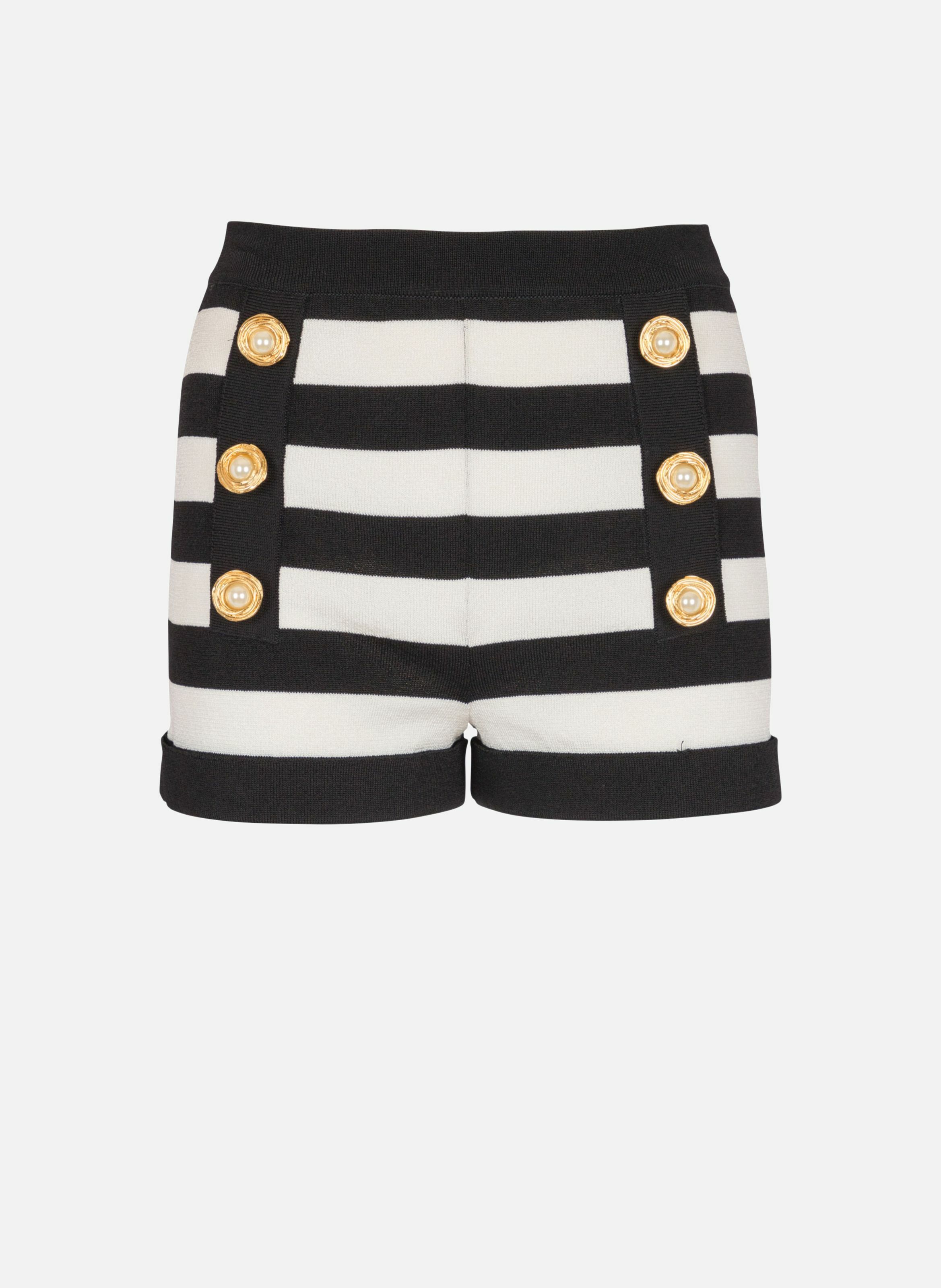 Short en maille motif marinière BALMAIN Noir