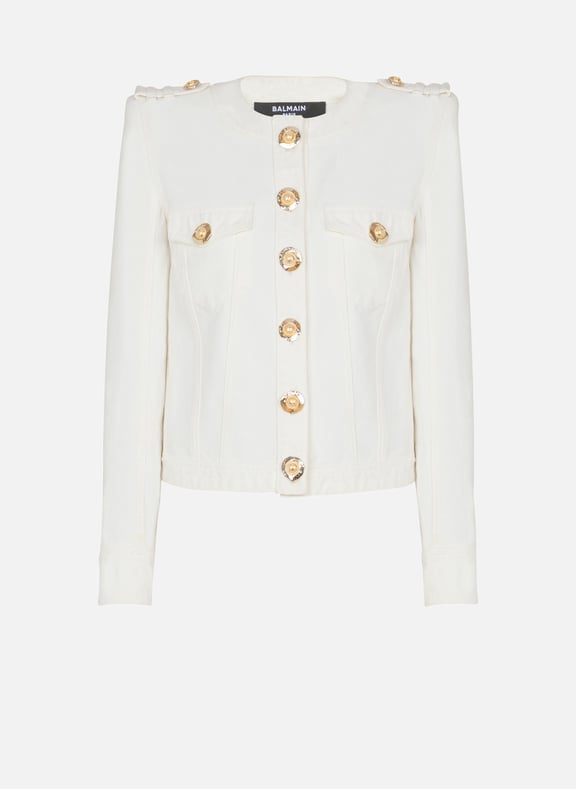 Veste courte en toile de coton Blanc by BALMAIN BALMAIN Veste courte en toile de coton Blanc