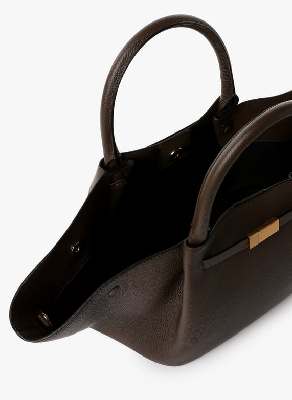 Sac à main en cuir et coton | Noir by DEMELLIER LONDON Sac à main en cuir et coton Noir