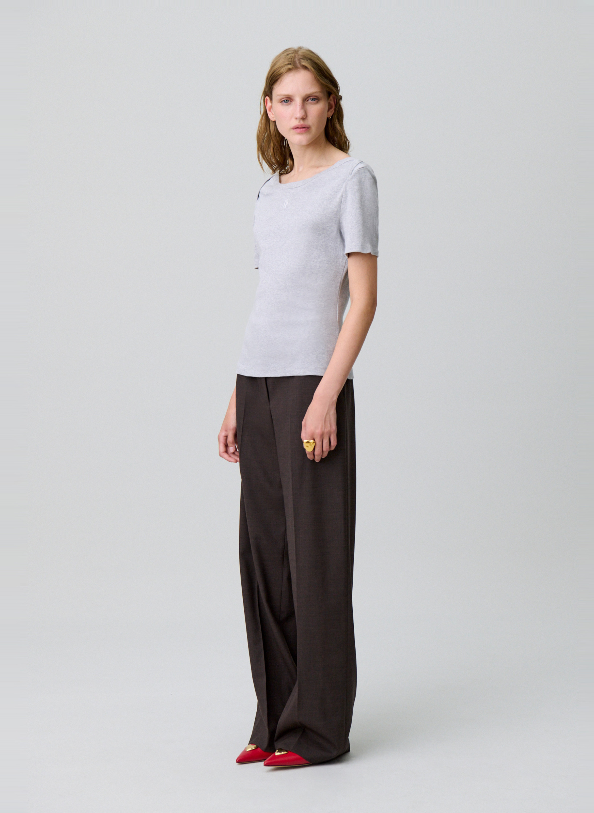 Tee-shirt moulant col bateau tamea CLAUDIE PIERLOT Gris