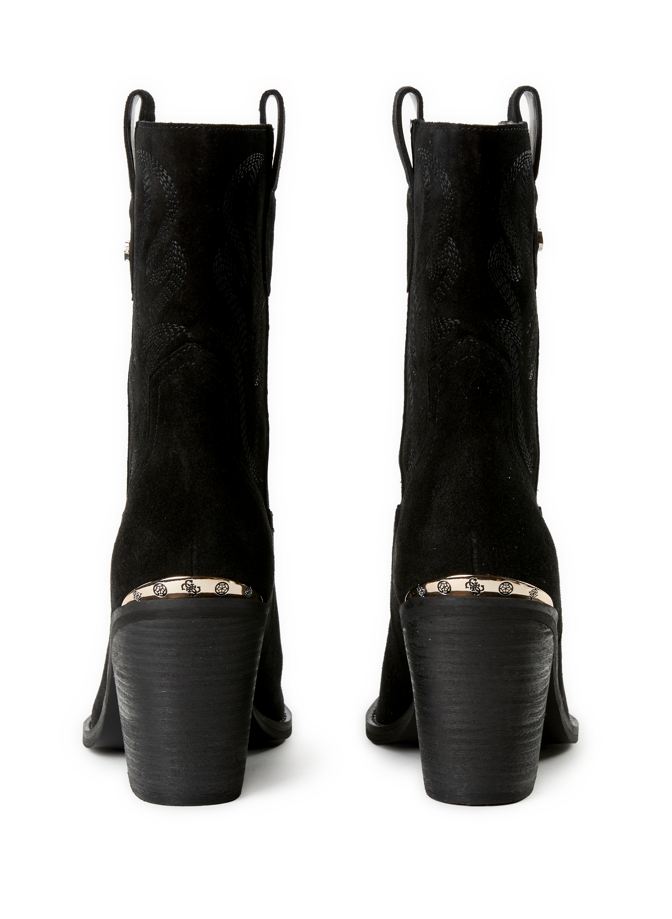 Bottines à talon en cuir GUESS Noir